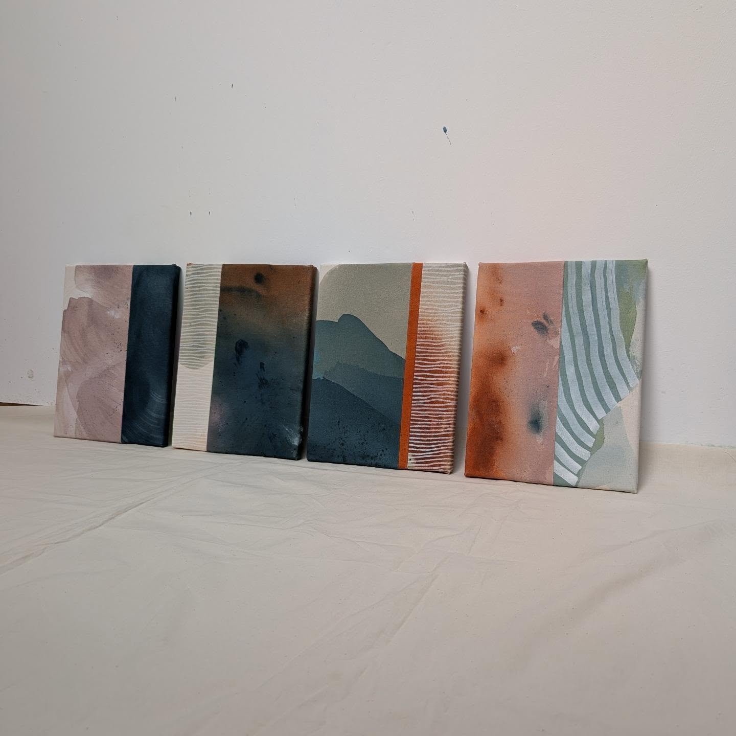 A little preview of what's coming.
Small works, made from fragments of colour, quietly coming together in the studio.