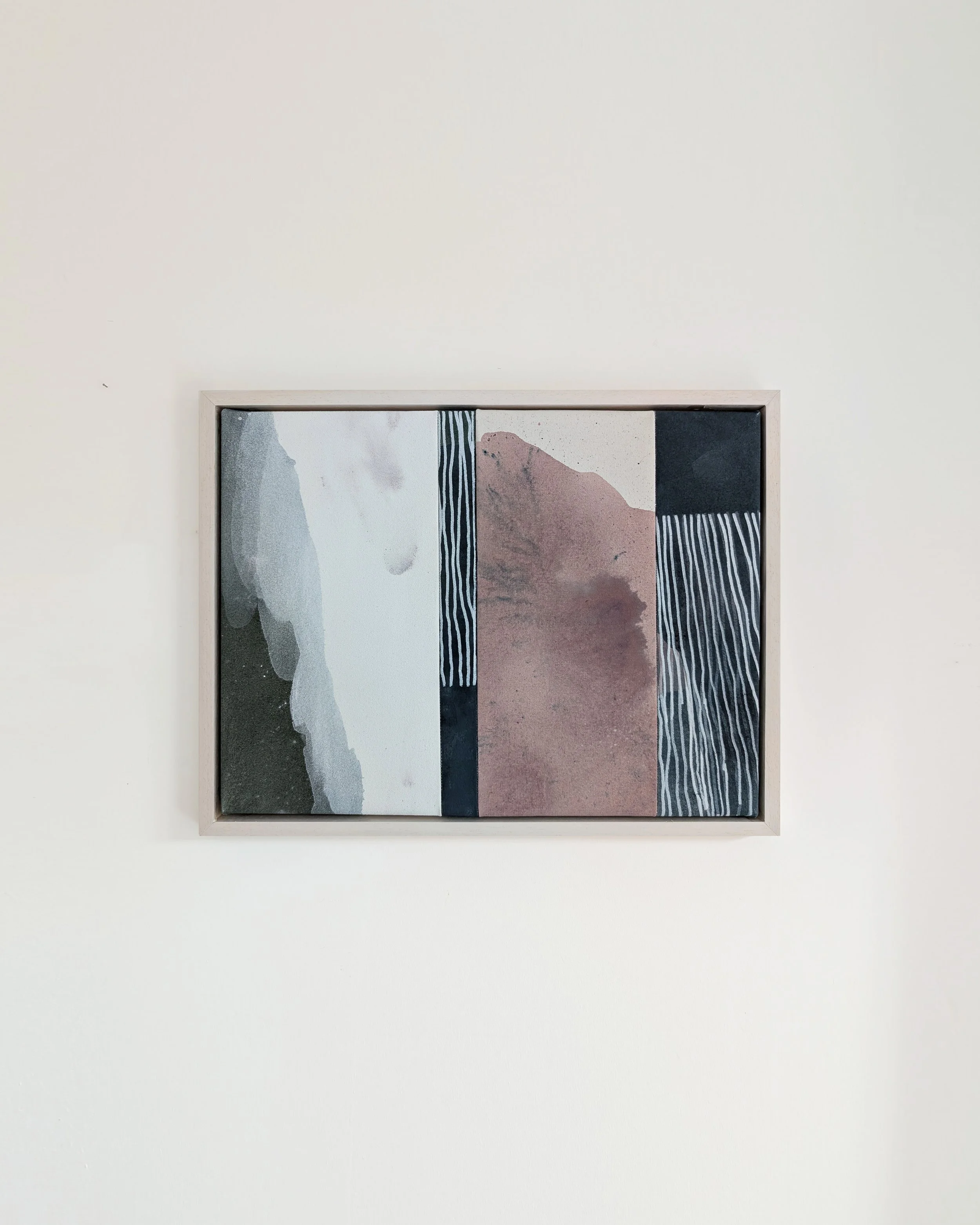  echoes of the weather.  acrylic on sewn canvas. 34 x 44 cm