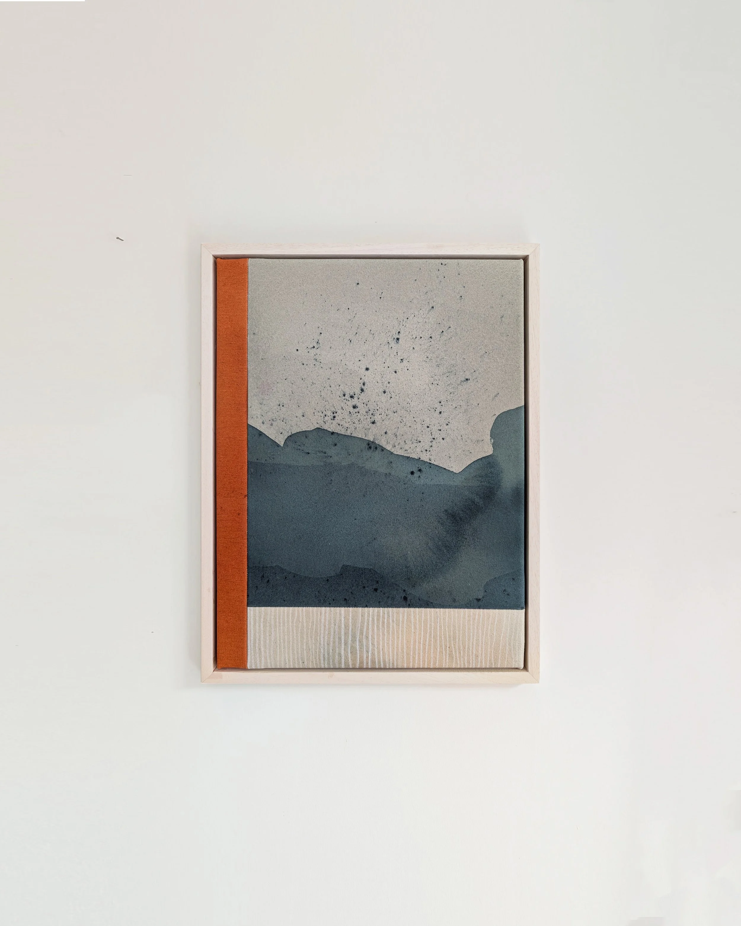  fading into blue.  acrylic on sewn canvas. 44 x 34 cm