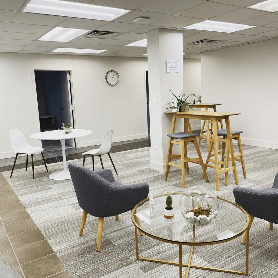 Open workspace and seating at Practice Works Highway 280 office location