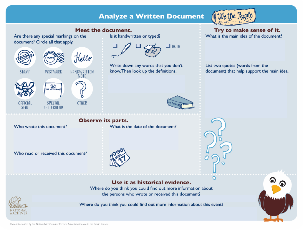 Analyzing Documents for Novice or Younger Students, or Those Learning English