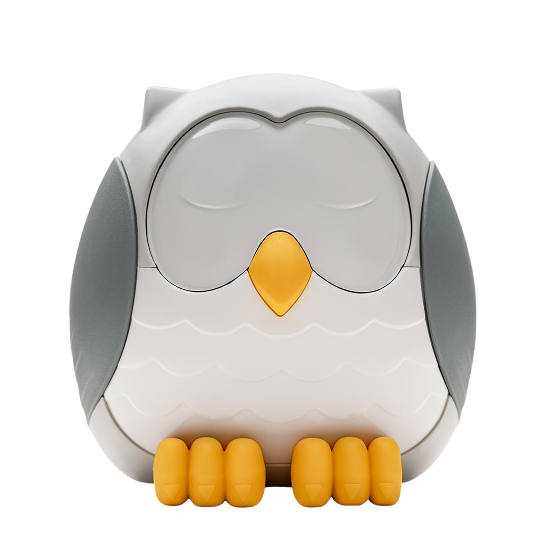 Feather the Owl is a Young Living-exclusive children's humidifier, aroma diffuser, night-light, and white-noise machine—owl in one!