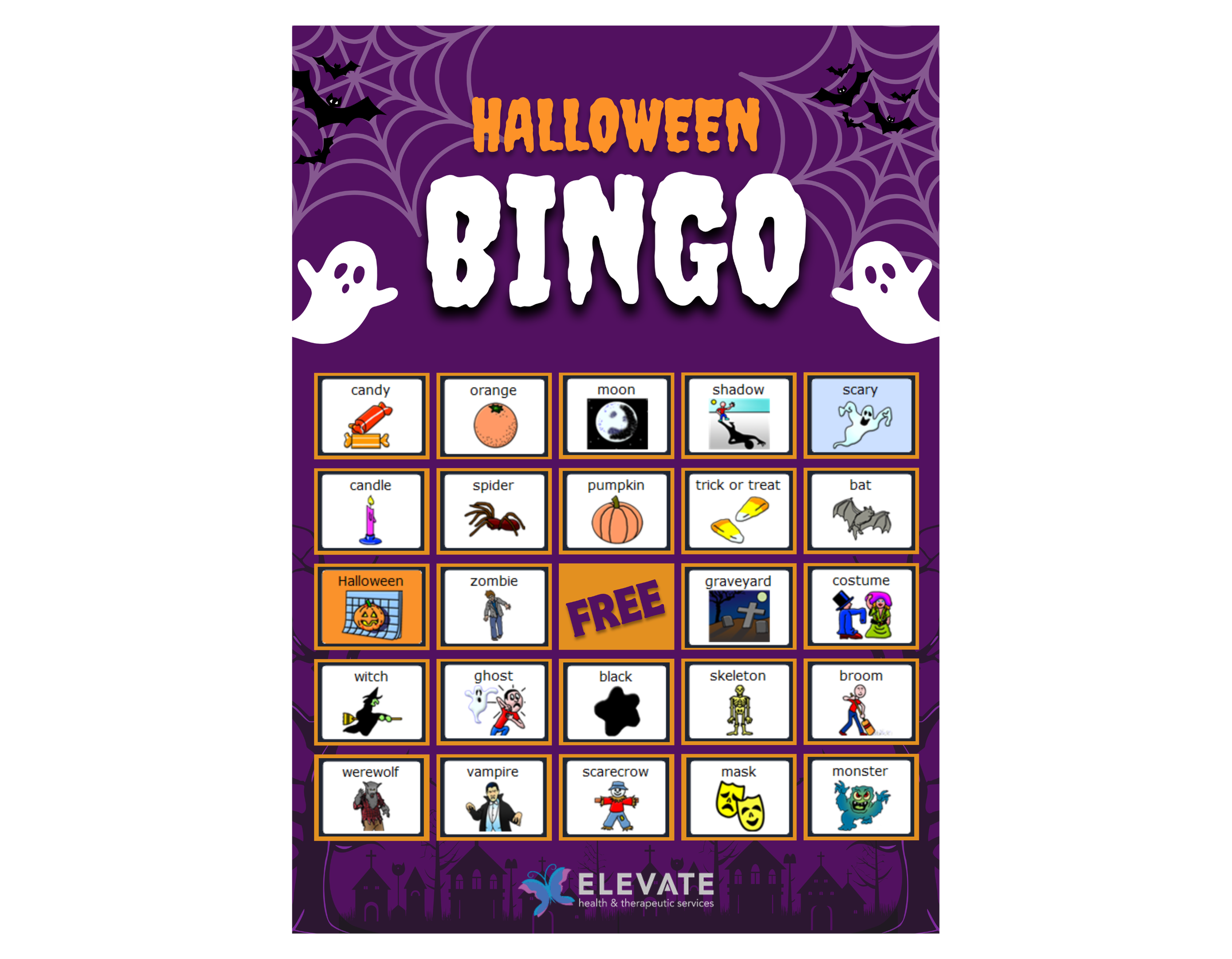 Halloween Bingo AAC Adaptive (LAMP)
