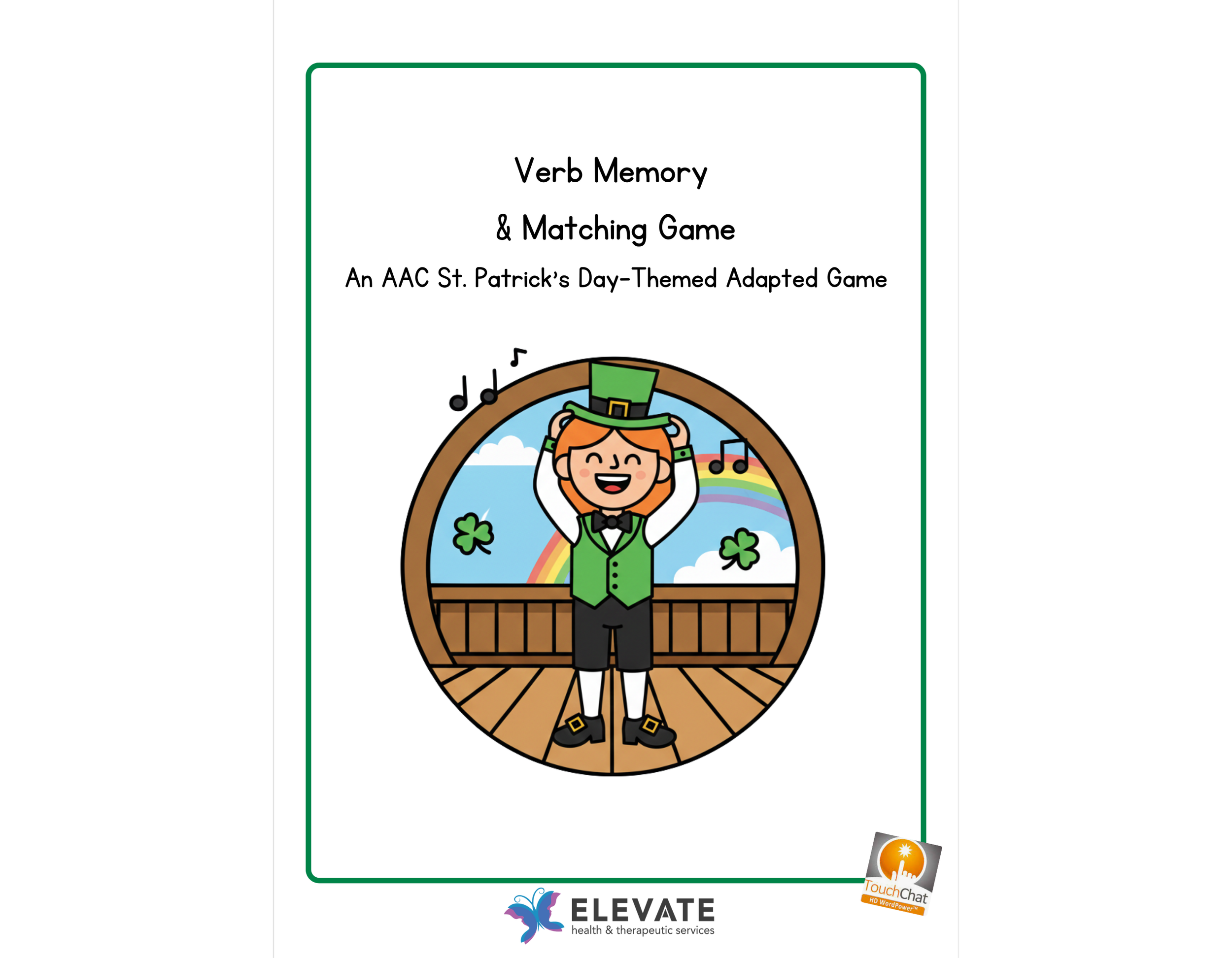 Verb Memory  & Matching Game St. Patrick’s Day-Themed AAC Adaptive Game (WordPower) Cover.png