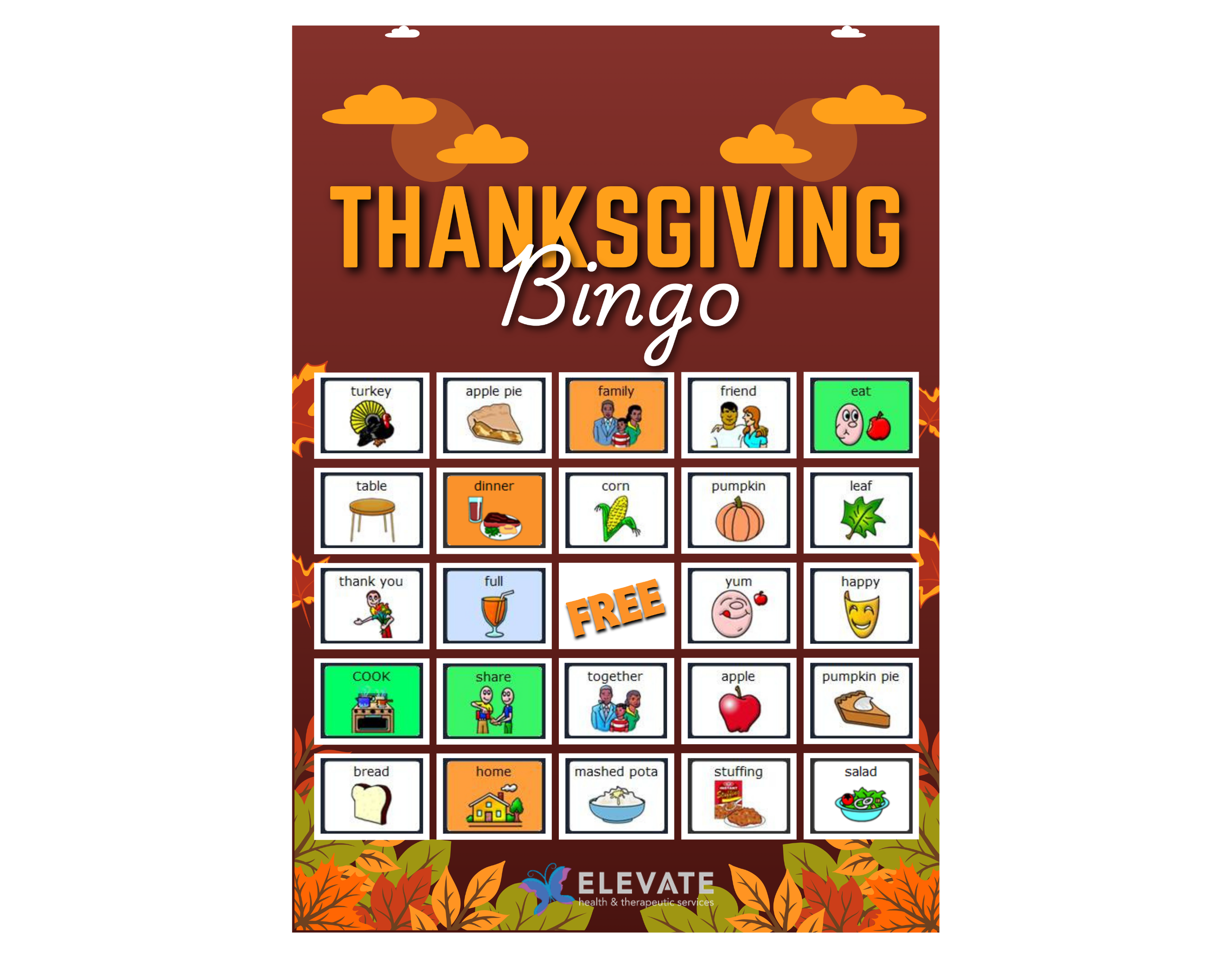 Thanksgiving Bingo AAC Adaptive (LAMP)