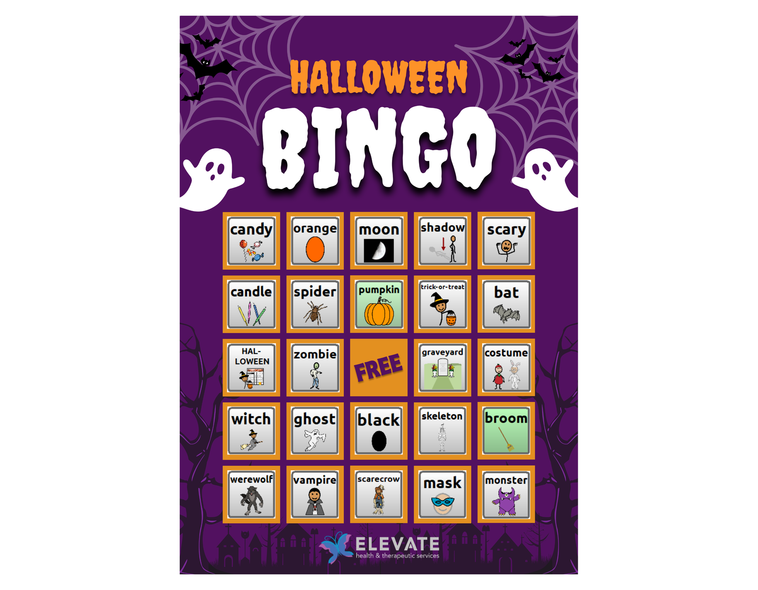 Halloween Bingo AAC Adaptive (WordPower)
