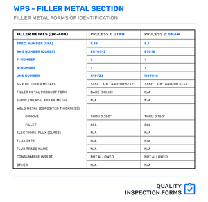 Kality Metal Specifications.pdf Welding Filler Metal Specifications — QUALITY INSPECTION FORMS