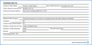 WPS QW-410 Technique — QUALITY INSPECTION FORMS