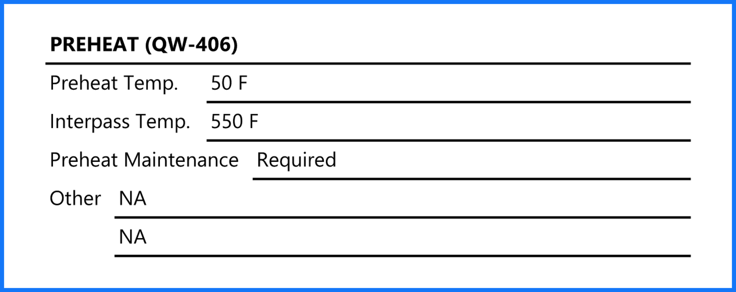 WPS QW-406 Preheat — QUALITY INSPECTION FORMS