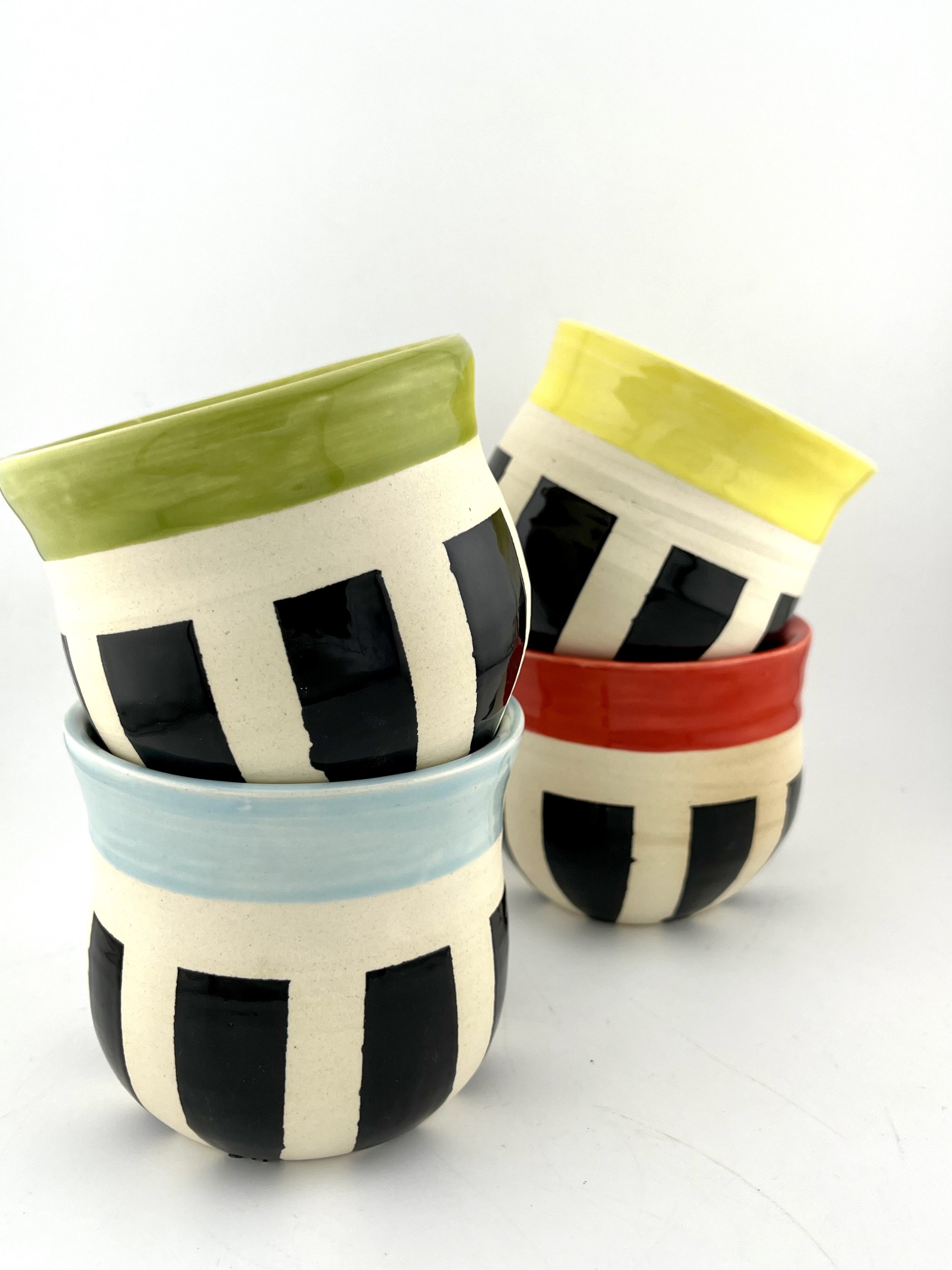 "color block cups", porcelain.