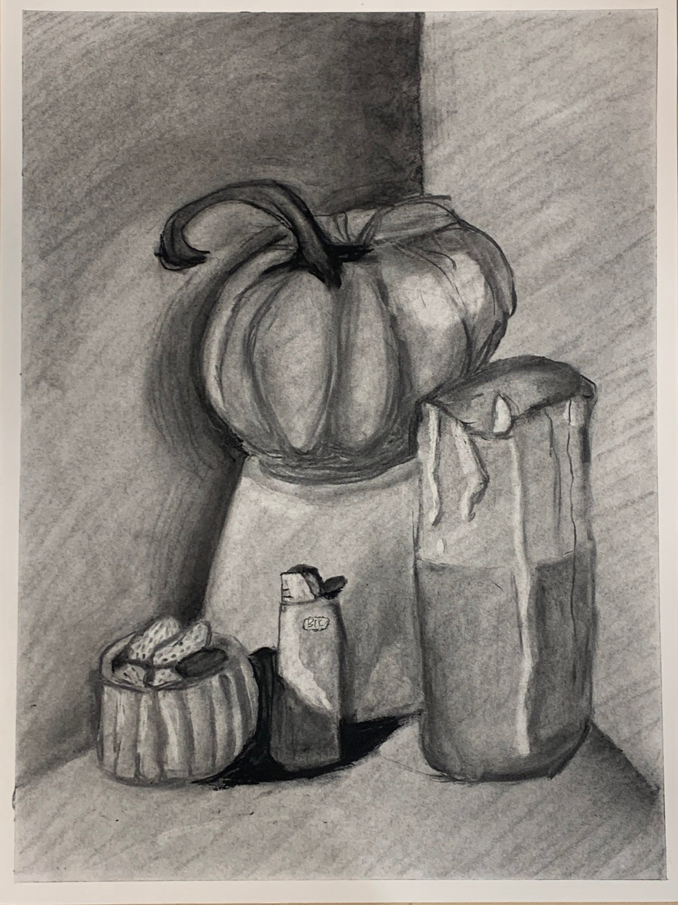 charcoal still life, 18x24", 2021