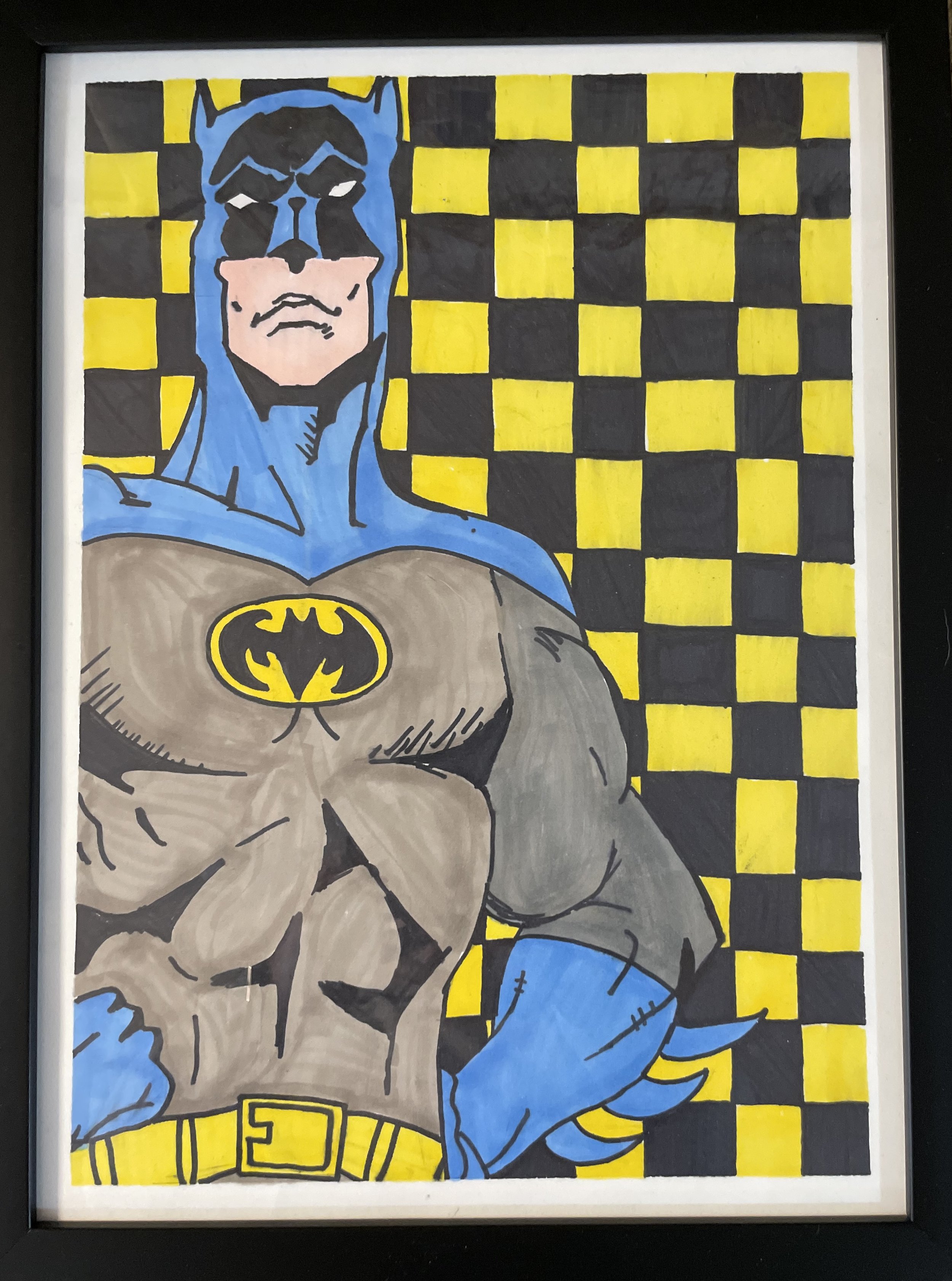 pen and marker Batman portrait for my dad, 9x12" 2021