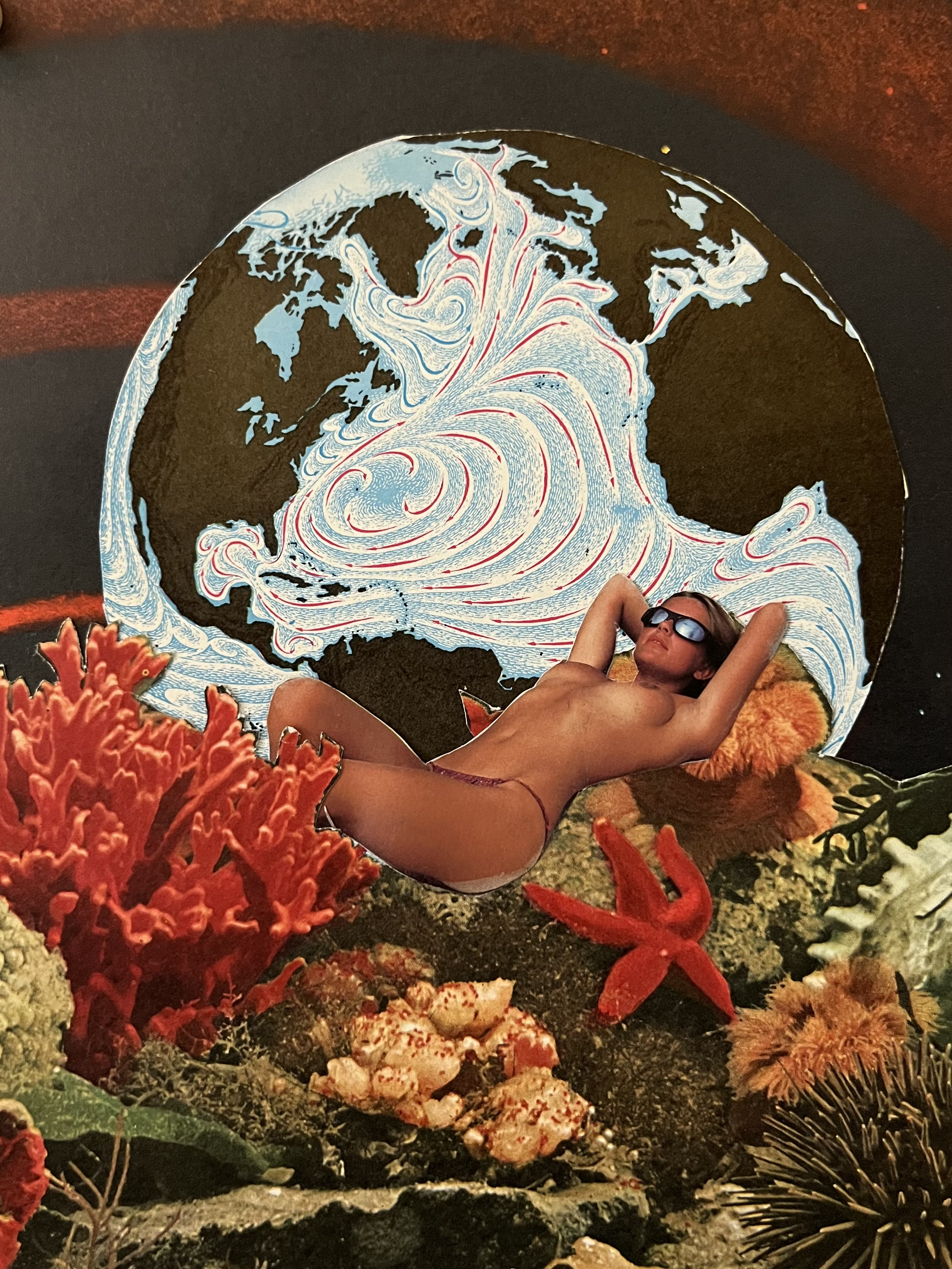 Solar Sunbath, 2021. Cut paper collage.