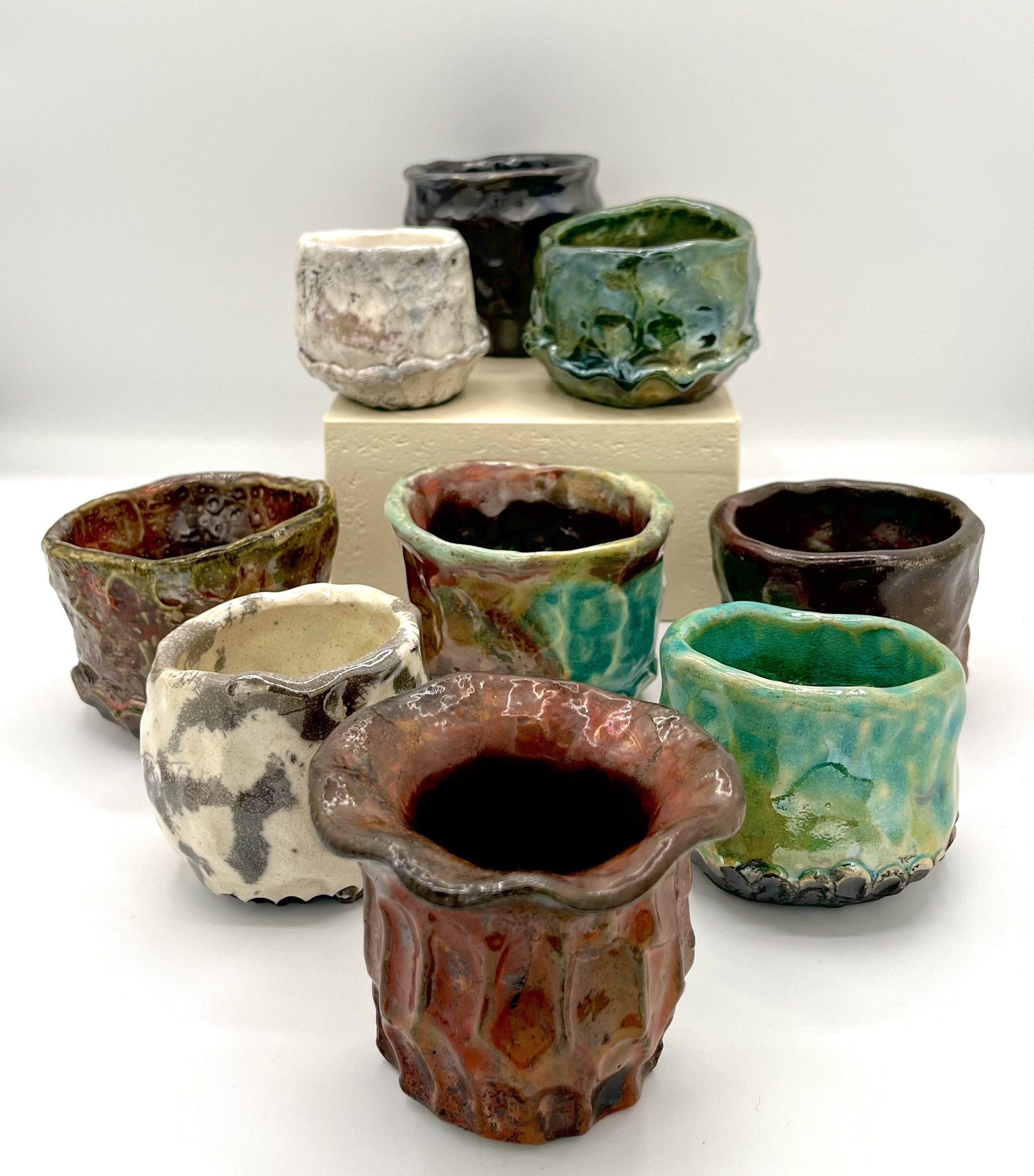 Raku test cups (studio test tiles)