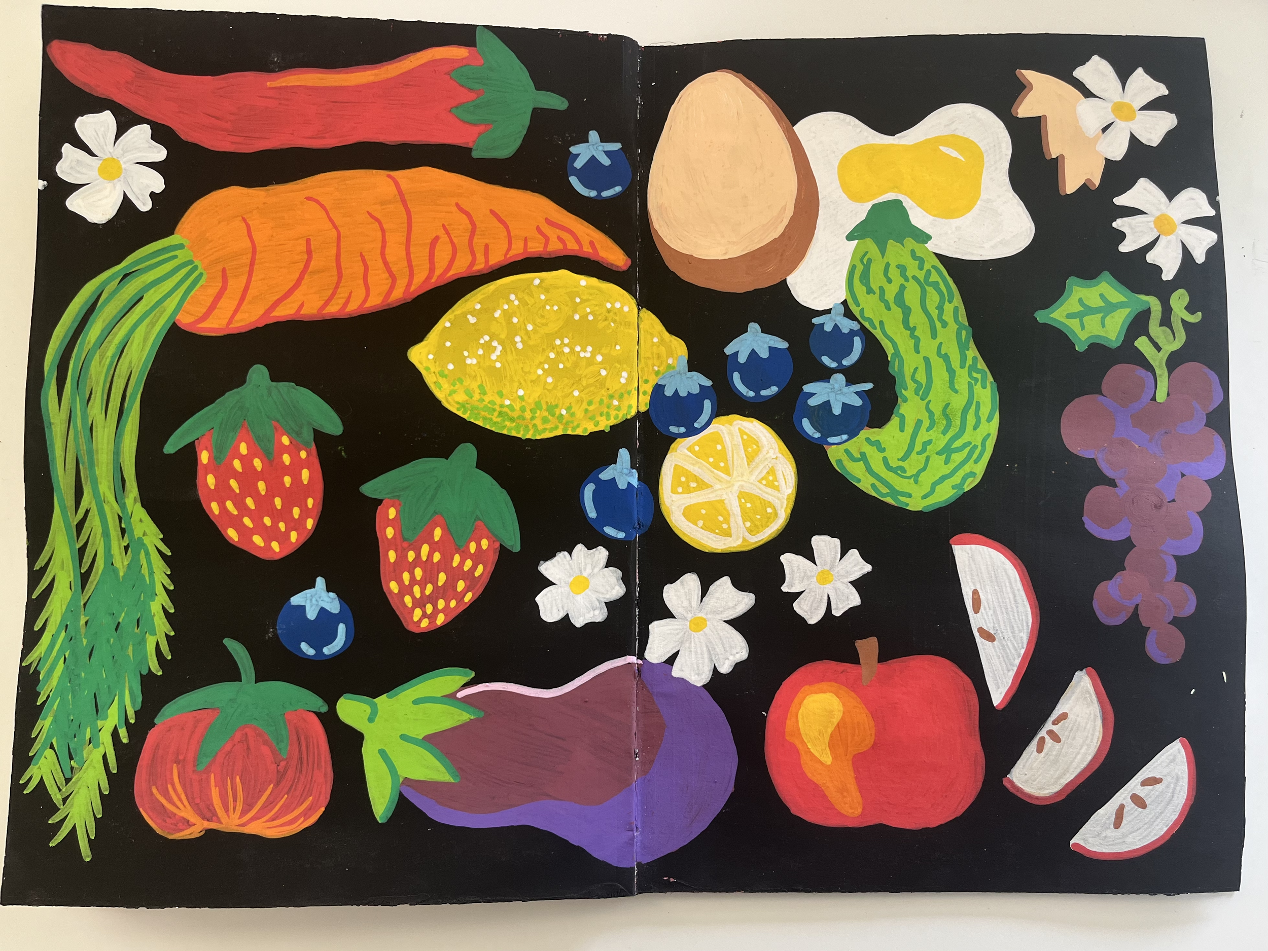 mixed media sketchbook page, 2023.