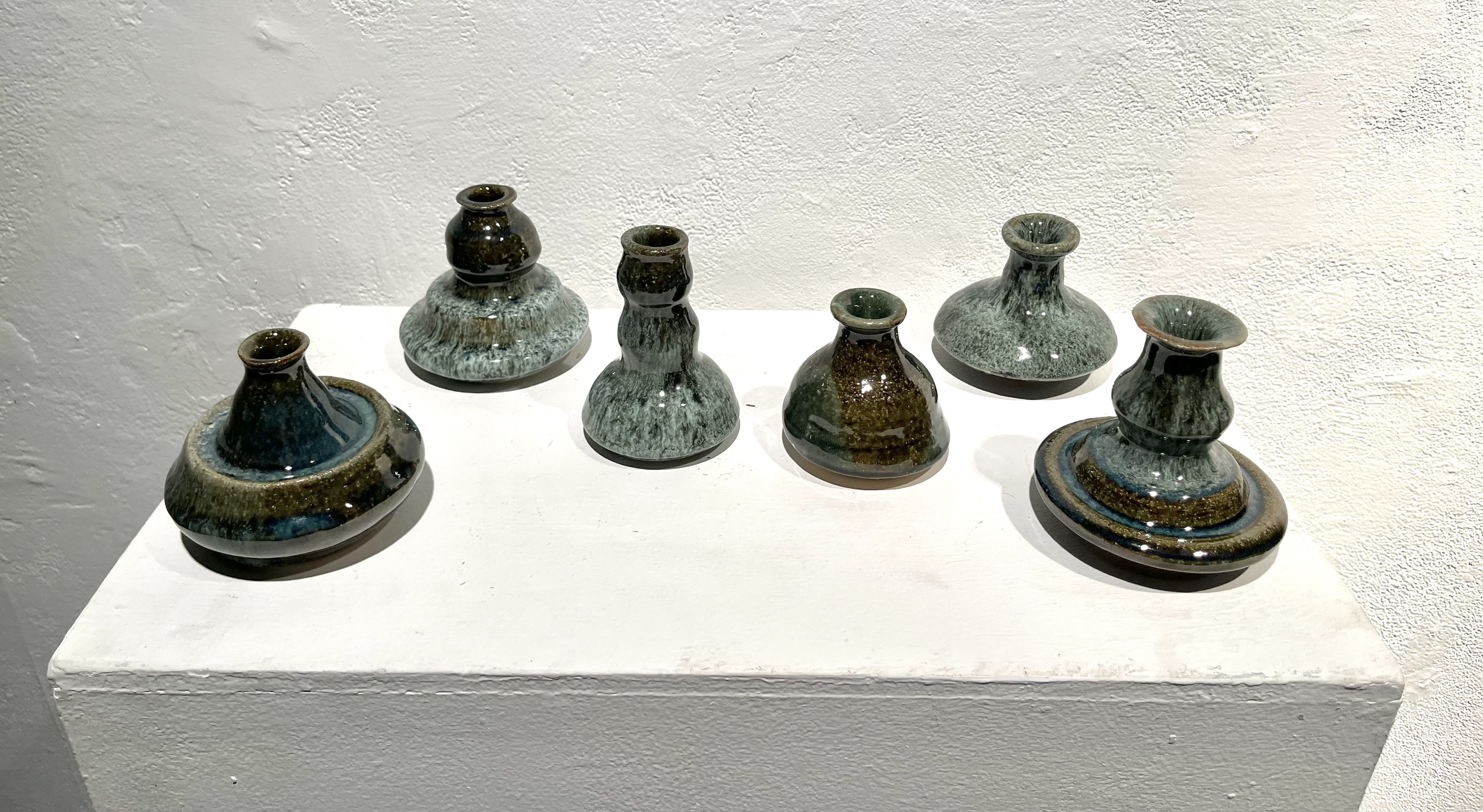 miscellaneous mini vases, thrown stoneware.