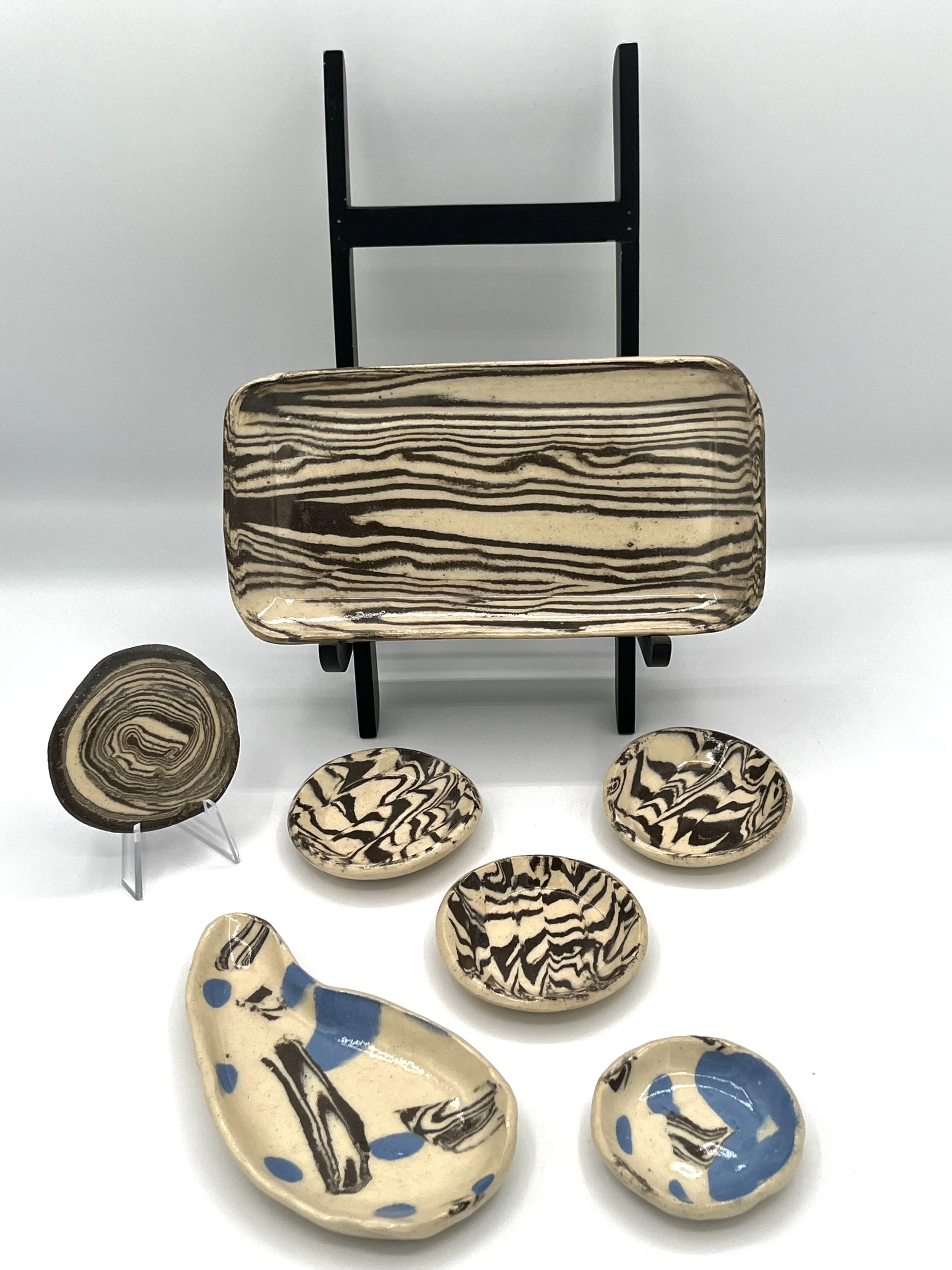 misc. stoneware nerikomi dishes