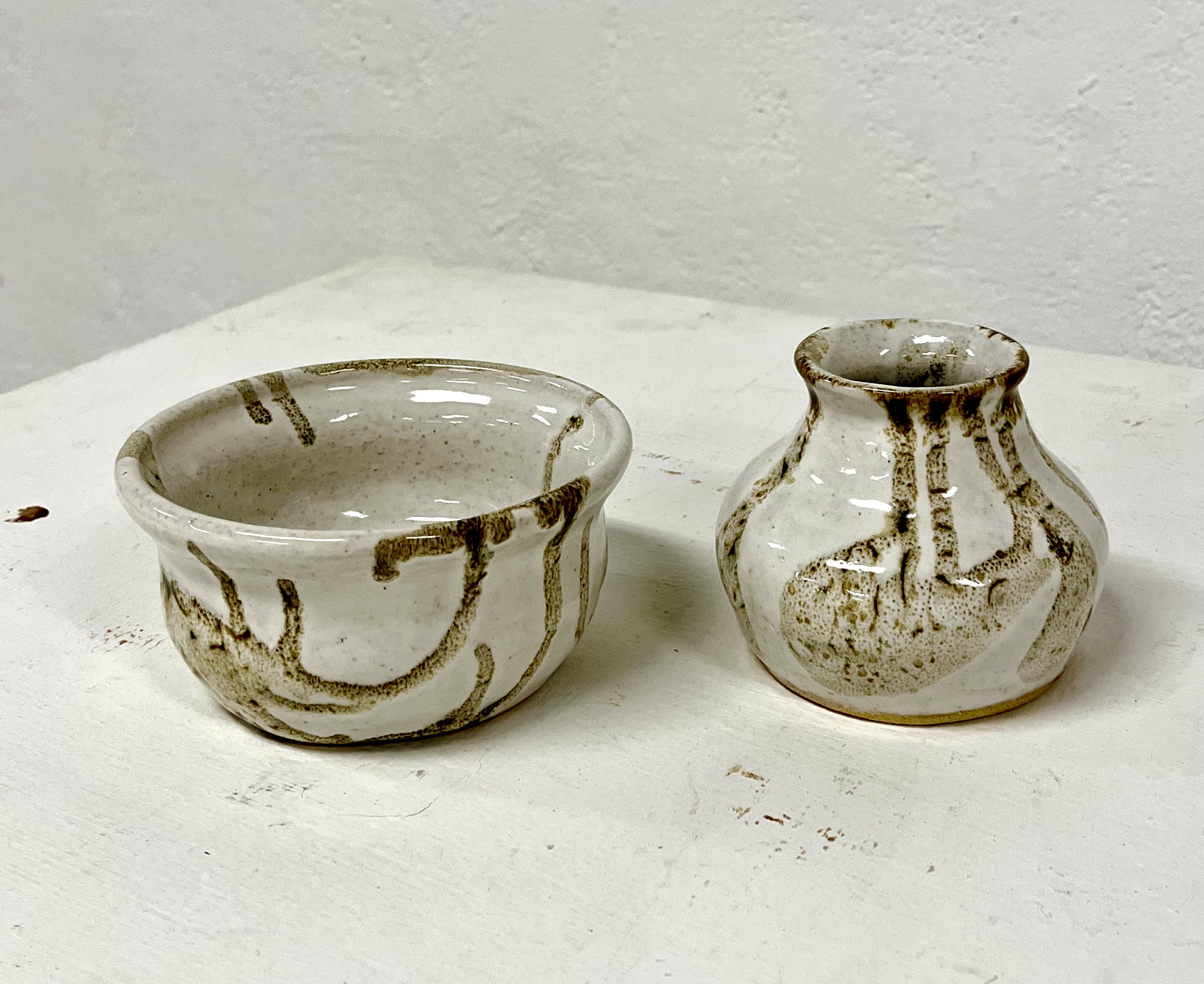 wheel thrown bowl and vase, 2023.