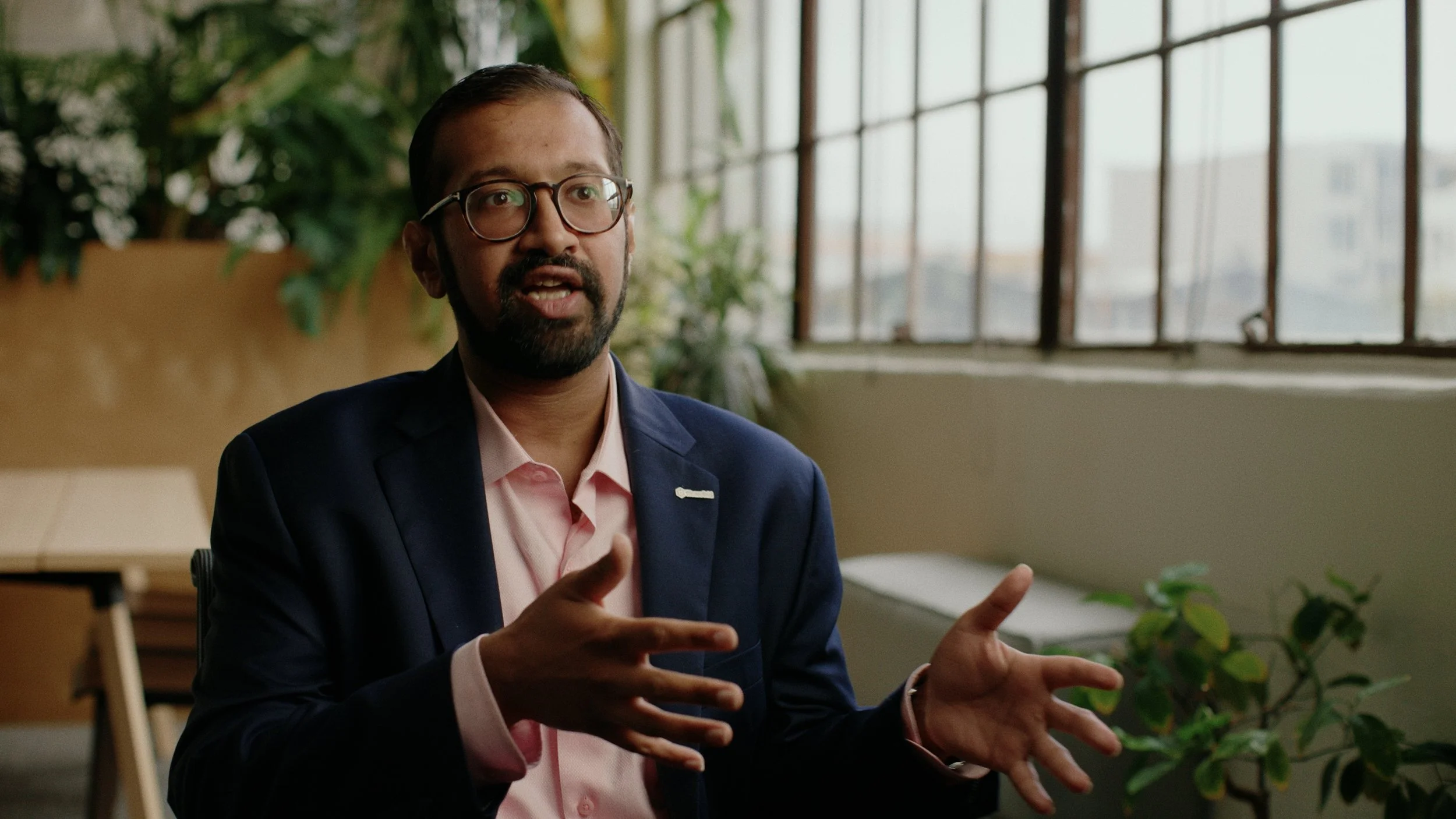 Still frame from an interview at a tech company in San Francisco (A-cam)