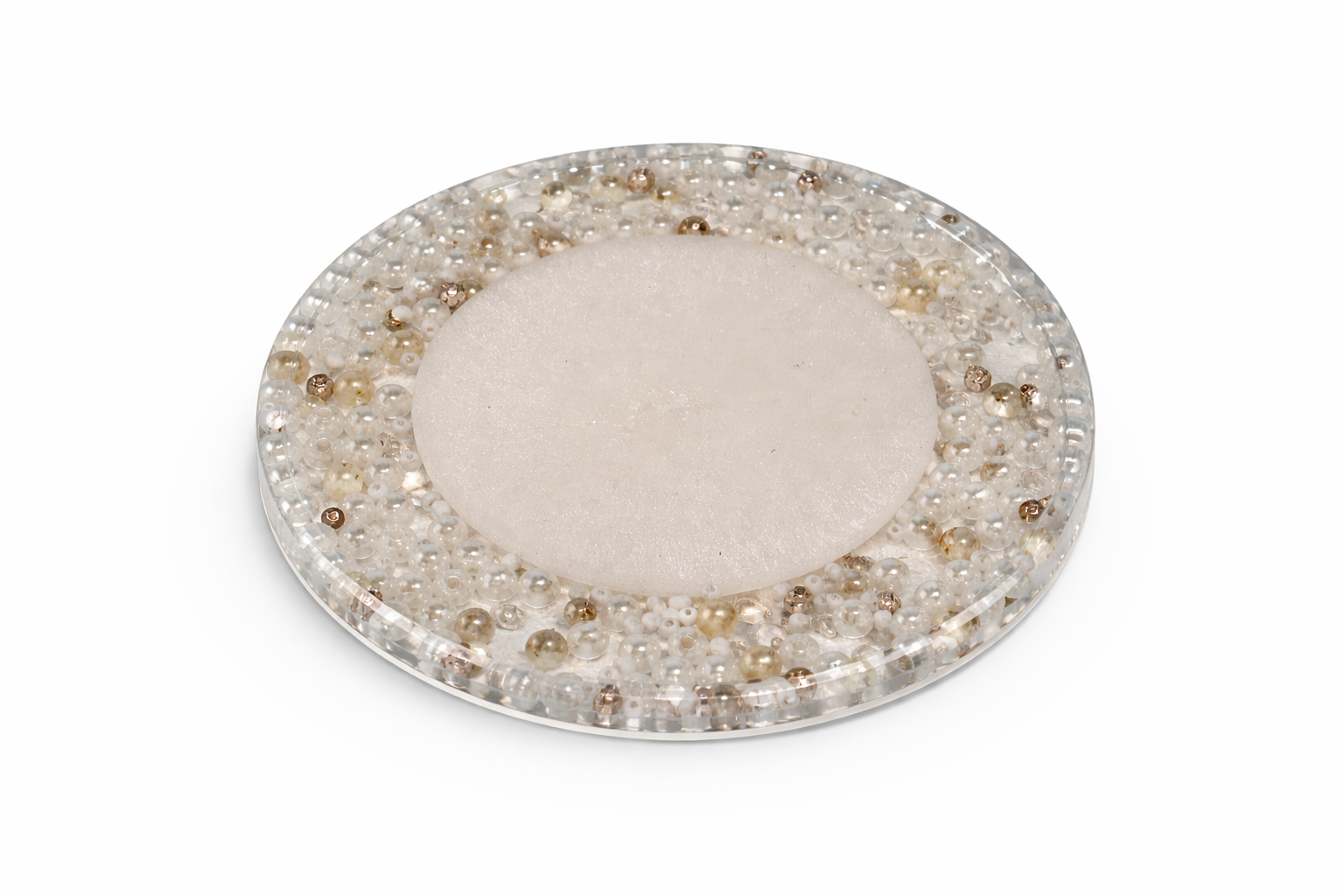 PRISM+EMBER Gold and Ivory Pearl Circle Dish
