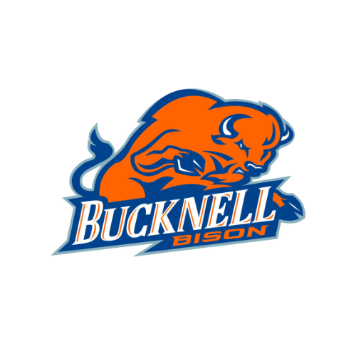 Logo of Bucknell Bison featuring an orange and blue bison with sunglasses, with text 'Bucknell Bison' below.