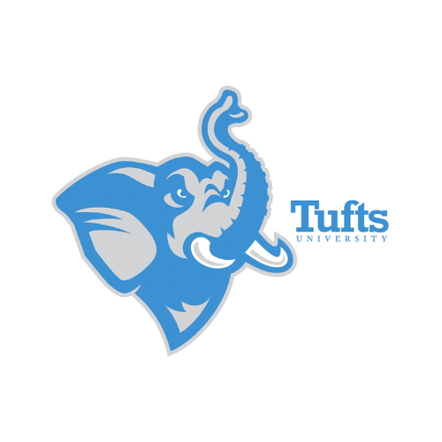 Tufts University logo featuring an elephant with an upraised trunk and the words 'Tufts University'