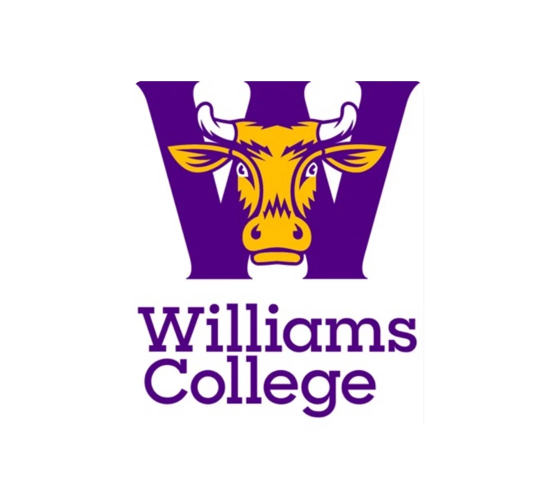 Williams College logo featuring a stylized yellow and purple buffalo face and purple letter W.