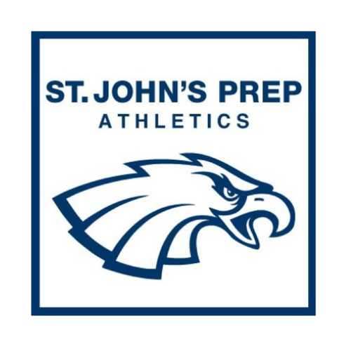 St. John's Prep Athletics logo with a stylized eagle head in blue.