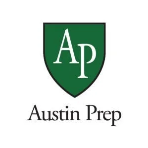Austin Prep logo with a green shield and white letters 'AP' and the words 'Austin Prep' underneath.