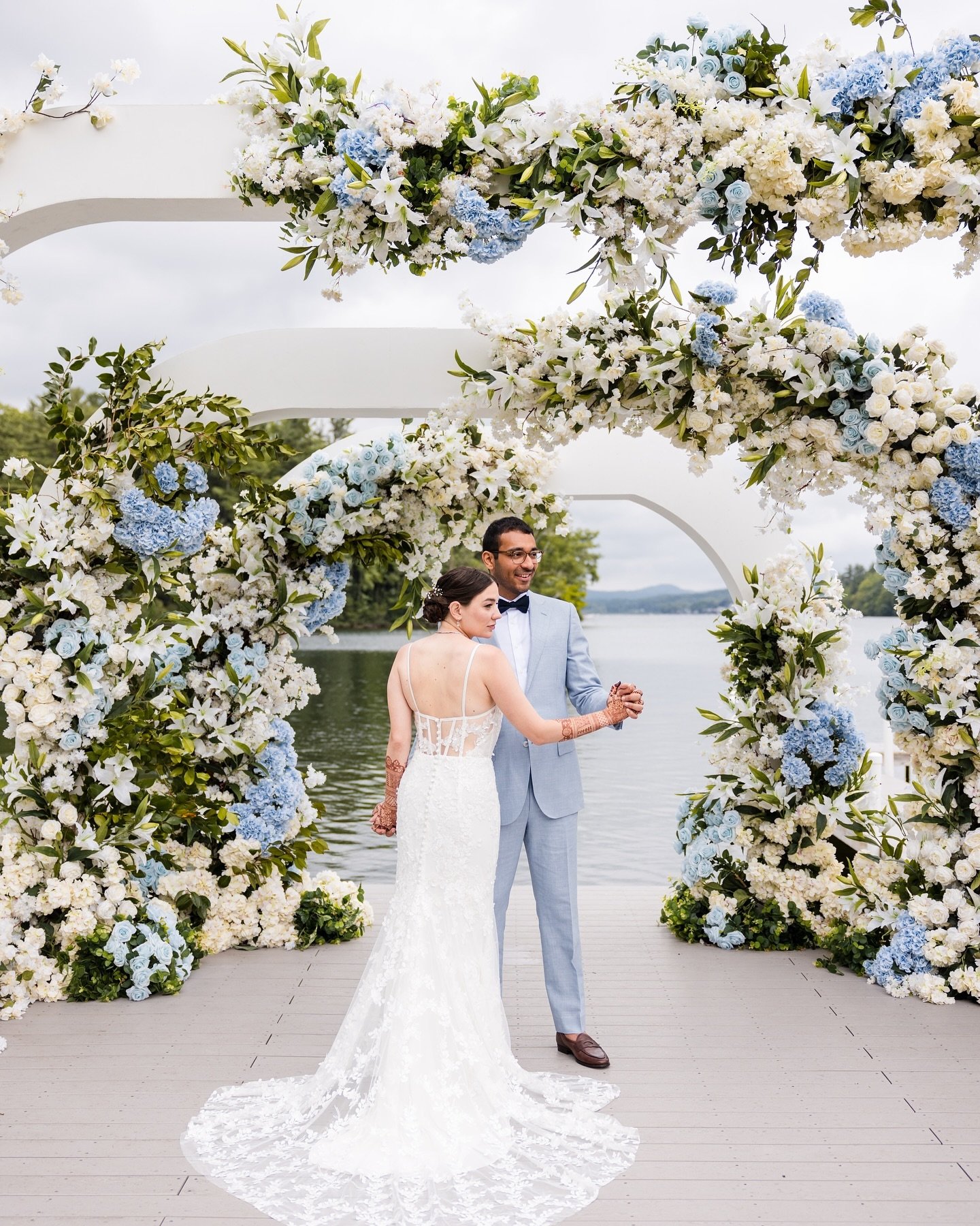 We had the honor of producing this lavish wedding right in the backyard of our Bride&rsquo;s beautiful Lake House. This was such a sentimental thing for our Bride and her family to get her married here as all of her older siblings had done the same! 