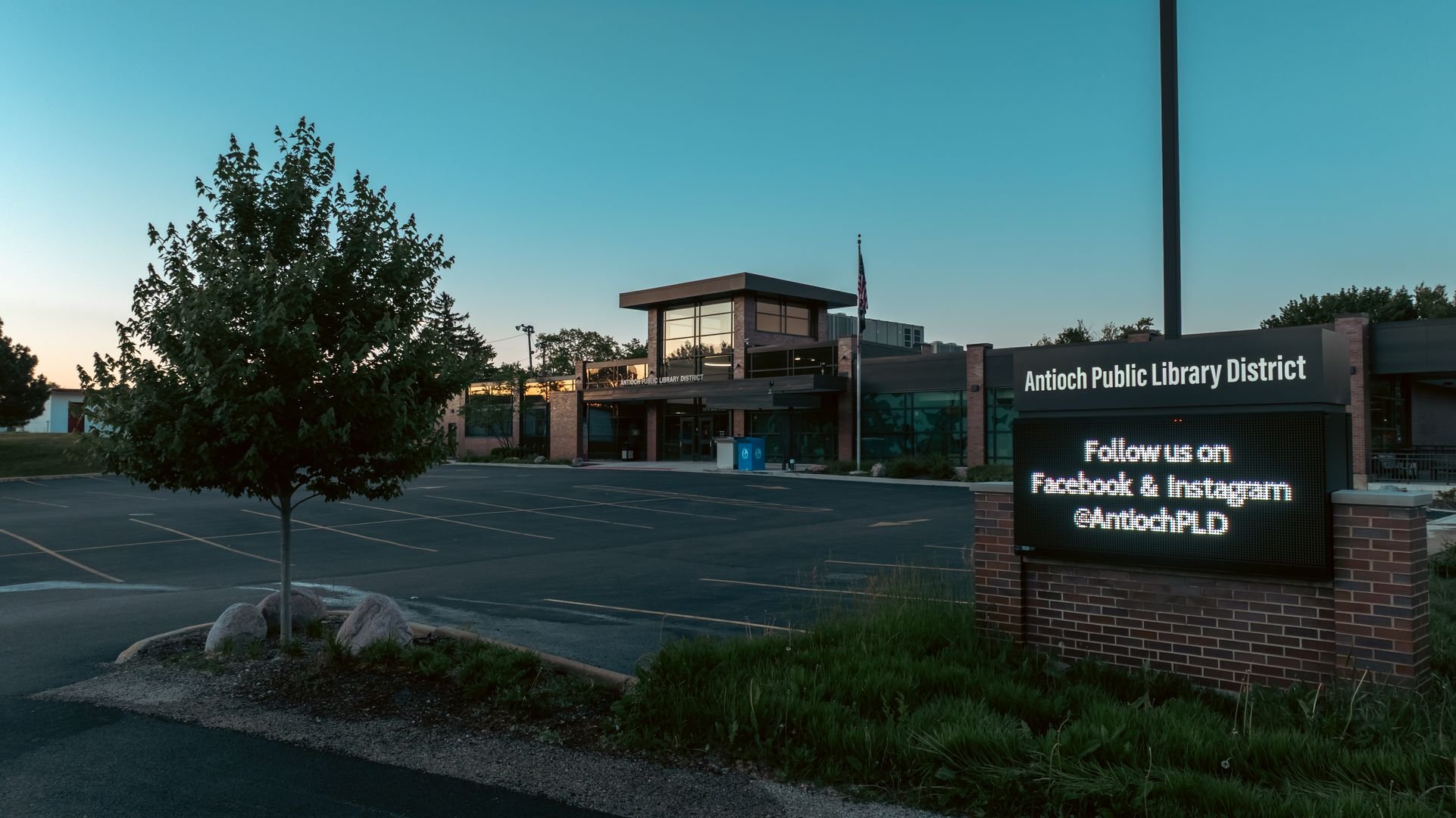 Antioch Public Library in morning light.