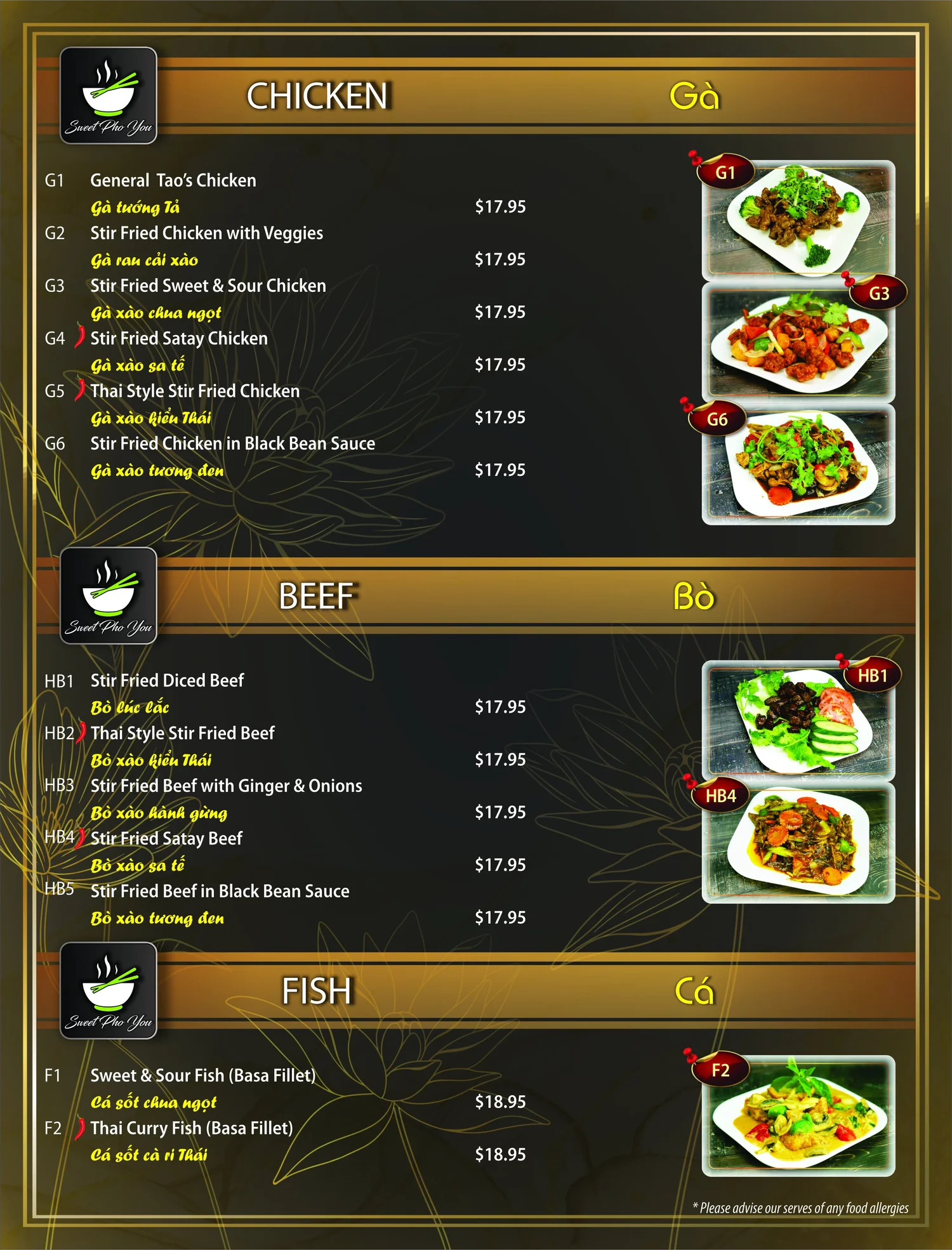 Menu — Sweet Pho You