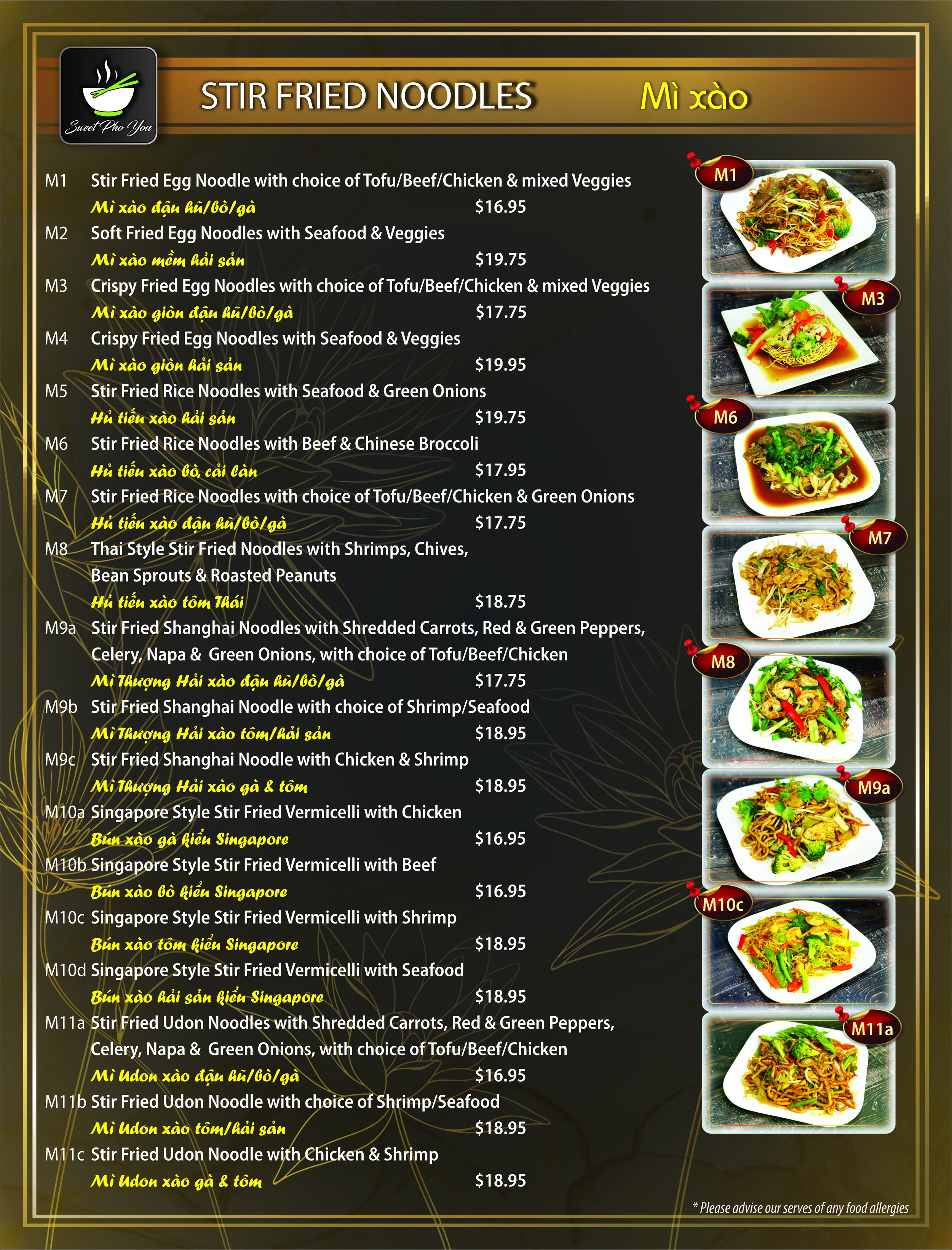Menu — Sweet Pho You