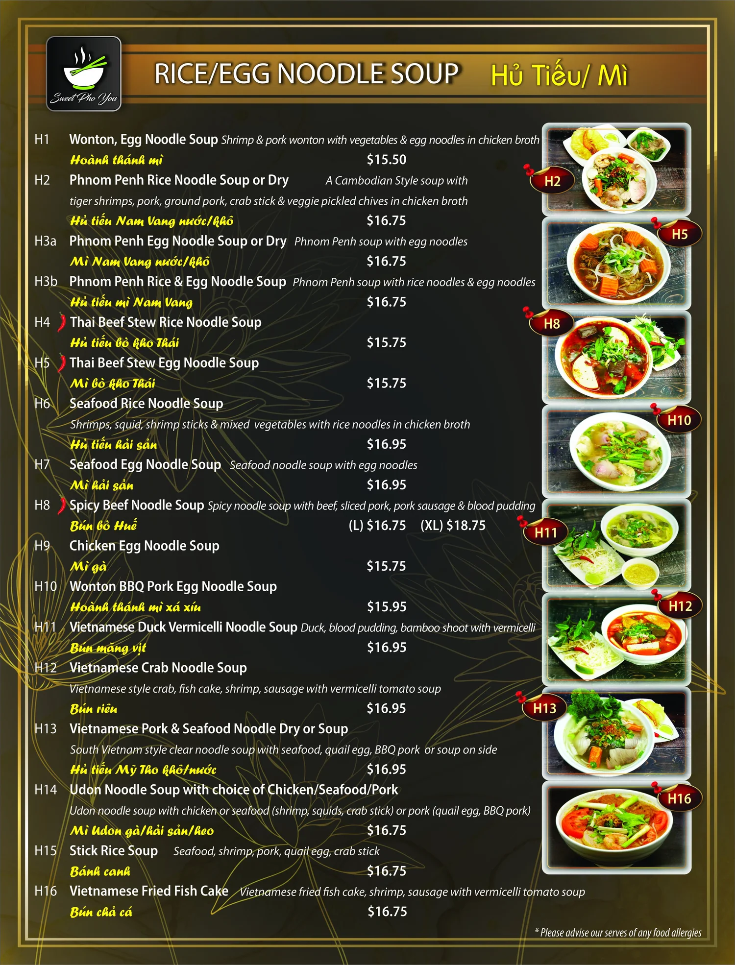 Menu — Sweet Pho You