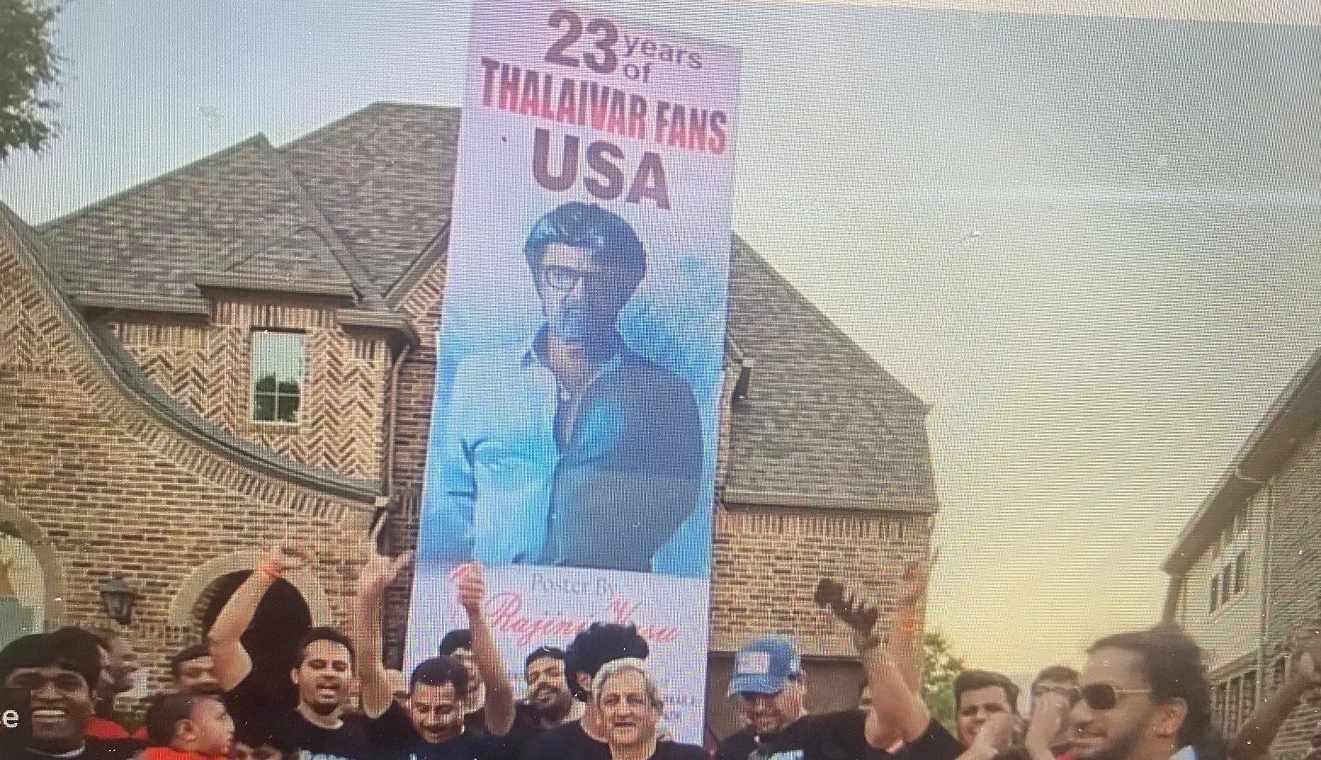 Milk Bath (Palabhishekam) for the Banner of the Film, Jailer, USA 2023. "Dallas Pre-event celebration touched new height.
Erected biggest banner ever in USA.
5000 waala fireworks.
25 liters milk poured over Thalaivar
Dhirsti Poosani at the end .
Coun