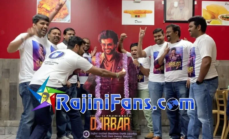 Garlanding and Arati of Rajinikanth's Cutout by USA Fans for the film Darbar, RMNNA, NYNJ (New York New Jersey) Chapter, 2020