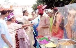 Pappu Sardar playing Holi with Nuns and Residents of Cheshire Home, Tatanagar