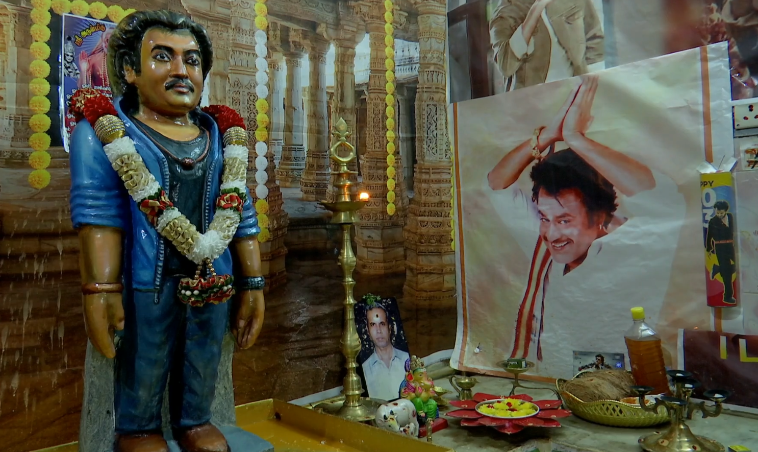 "Rajinikanth Temple" in Madurai, Tamil Nadu, November 2023. "For us, Rajinikanth is God. I have built a temple for him as a mark of respect," Karthik, devotee-fan of Rajinikanth.