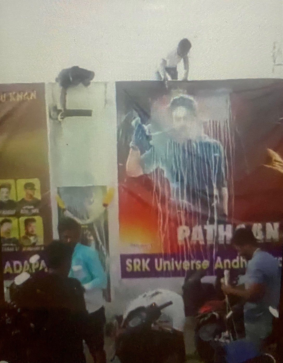Fans Pour milk over Shah Rukh Khan's Hoarding for the Film, Pathaan, Cuddapah, 2023  