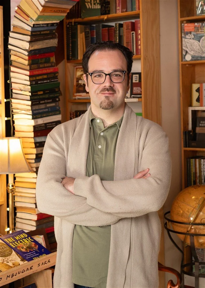 author pics inside bookstore and coffee shop