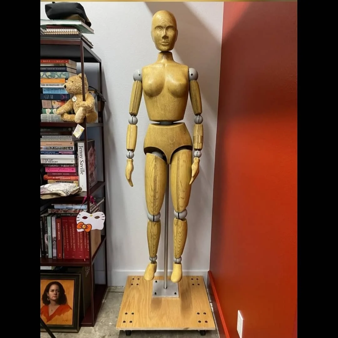 An artist had me make her a moving stand for a 1950s mannequin that she could pose and move around her studio. A different project than I'm used to doing  but it was an interesting project and I'm glad she liked the result!