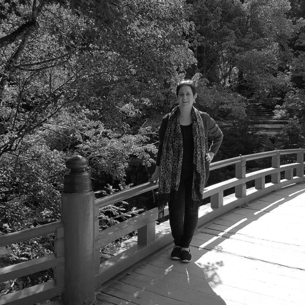 A picture of Vicki on a bridge in Japan