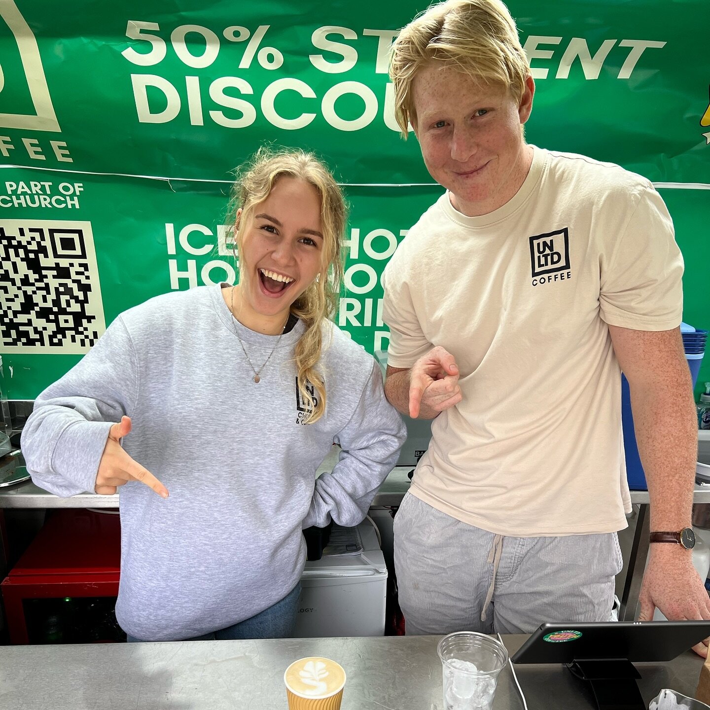 We&rsquo;re back in the park this lunch time!! Come and stop by for your favourite coffee, hot choc &amp; more! 50% off for students 🙌🙌