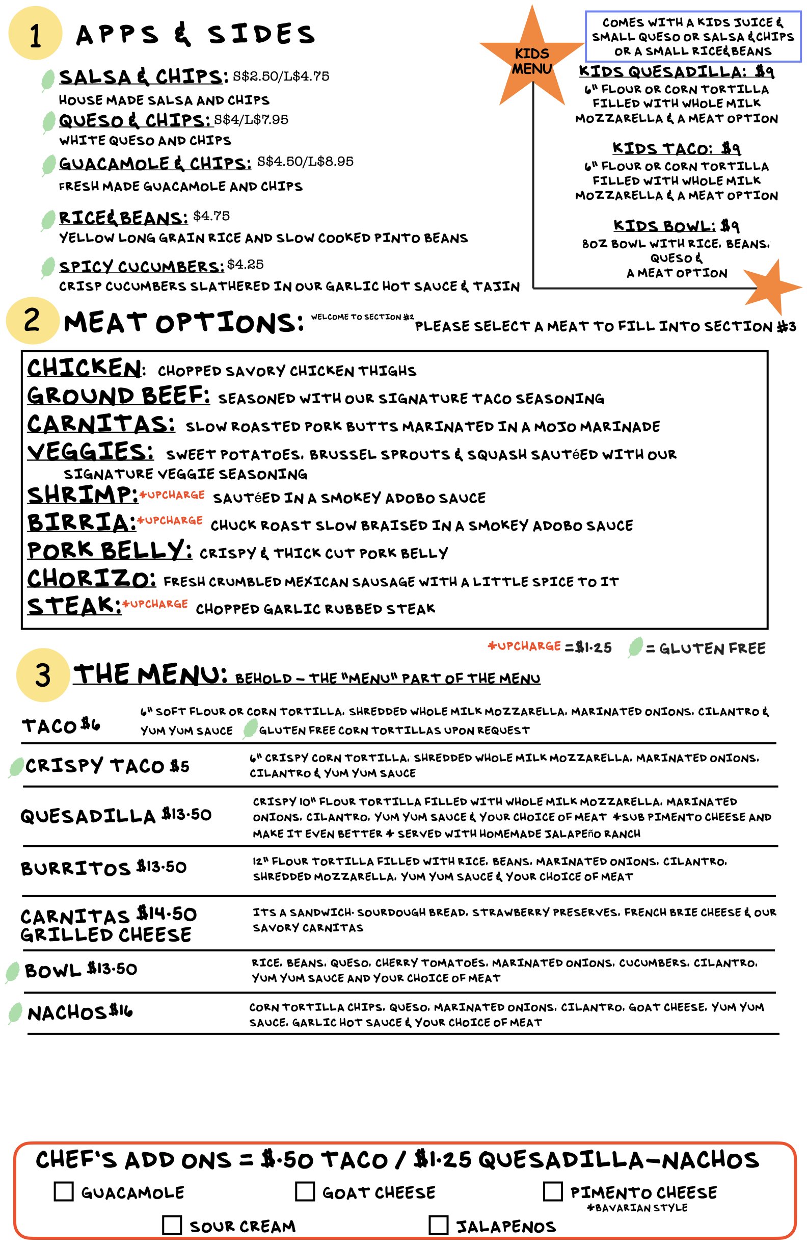 Juan Taco's menu for their new location at 11560 Panama City Beach Pkwy, Panama City Beach, FL. Juan taco makes the best Tacos, The Best Quesadillas, The Best Nachos, The Best Margaritas, The Best Family Restaurant in Panama City Beach, Florida