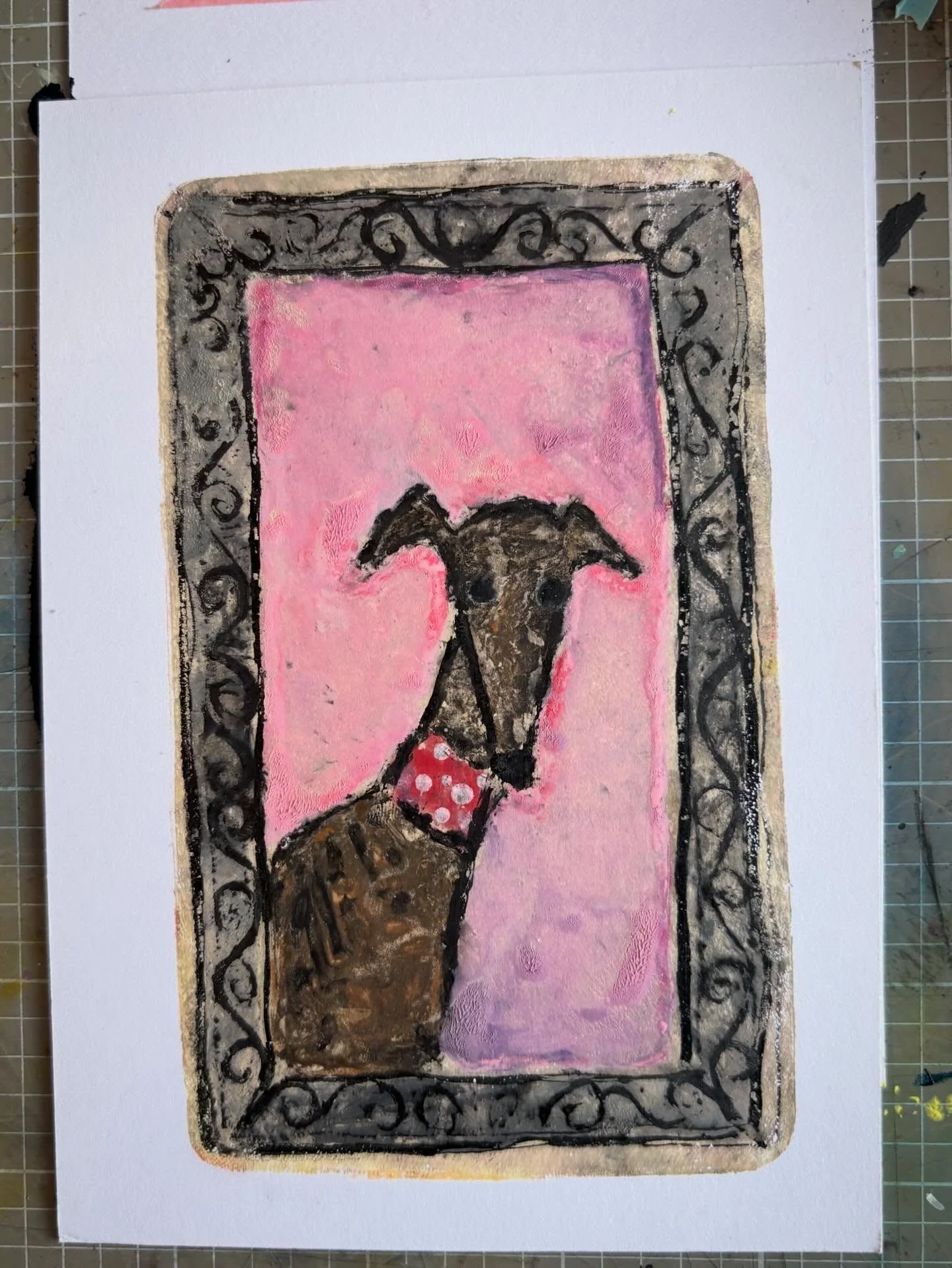 Well that was so much fun&hellip; #gelliplate printing experiments &hellip; also loving the effect of the second pick up. I&rsquo;m a newbie to gelliplate and I&rsquo;ve gone a bit off piste (trying everything, all at once!!) This is a combo of @molo