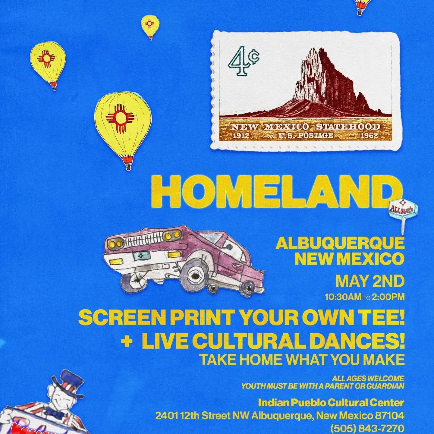 We&rsquo;re set up and ready 💛

If you&rsquo;re in Albuquerque today, come down to HOMELAND&mdash;it&rsquo;s happening right now.

🎨 Screen print your own tee
💃🏽 Live cultural dances
✨ Create something to take home

Free. Family-friendly. Come be