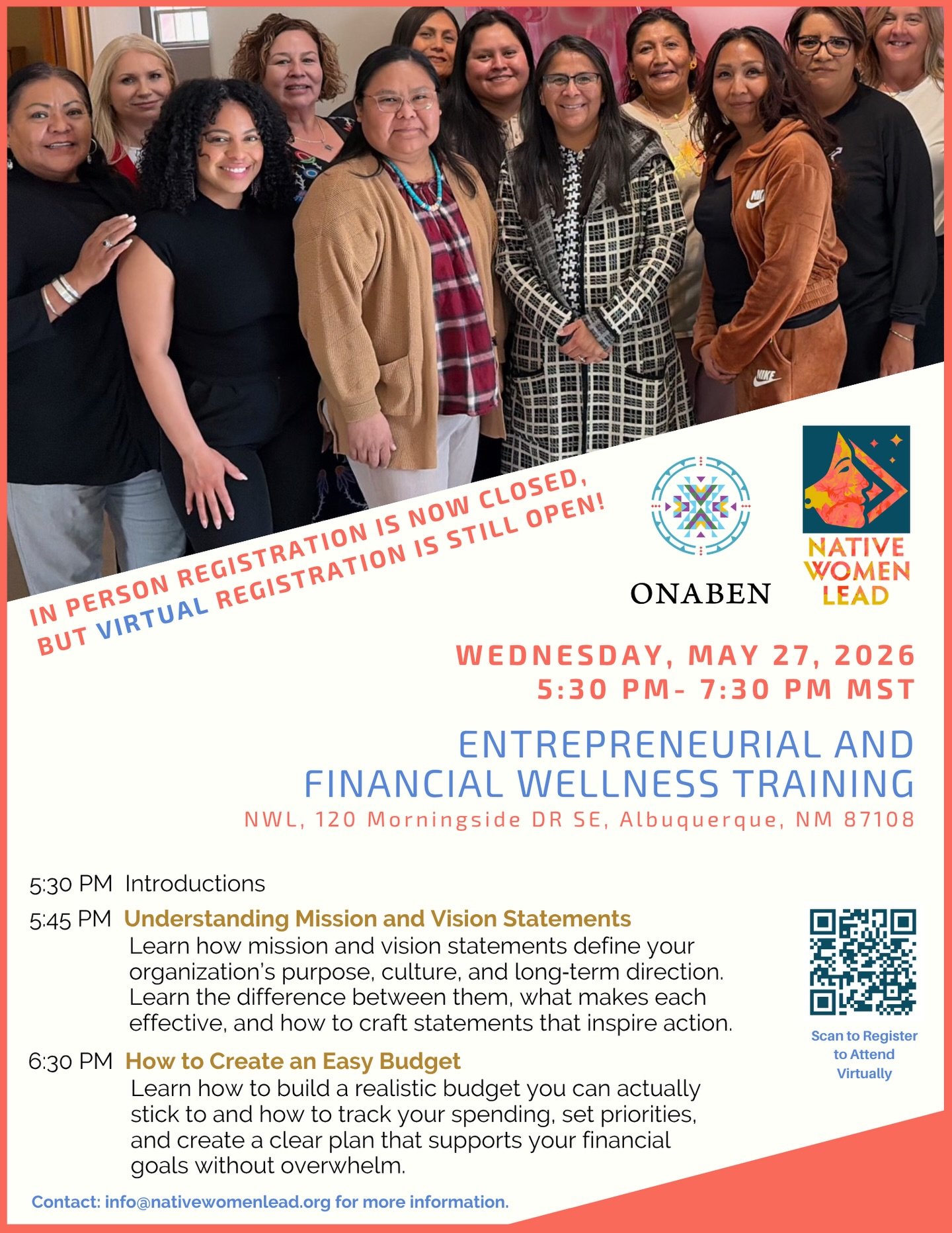 We&rsquo;ve reached capacity, so our in person registration is now closed, but we&rsquo;ve opened up an option to attend VIRTUALLY!

So no matter where you are located, please join us for an empowering evening of learning, connection, and business gr