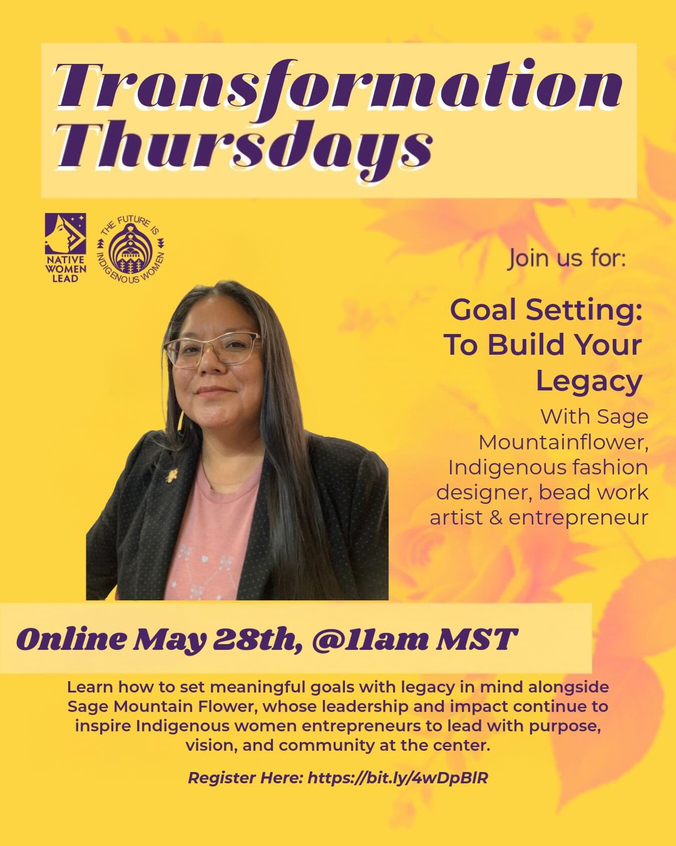 ✨Transformation starts with intention. Join us for this week&rsquo;s Transformation Thursdays as we welcome Sage Mountainflower Indigenous fashion designer, beadwork artist, and entrepreneur &mdash; for a powerful conversation on setting meaningful g