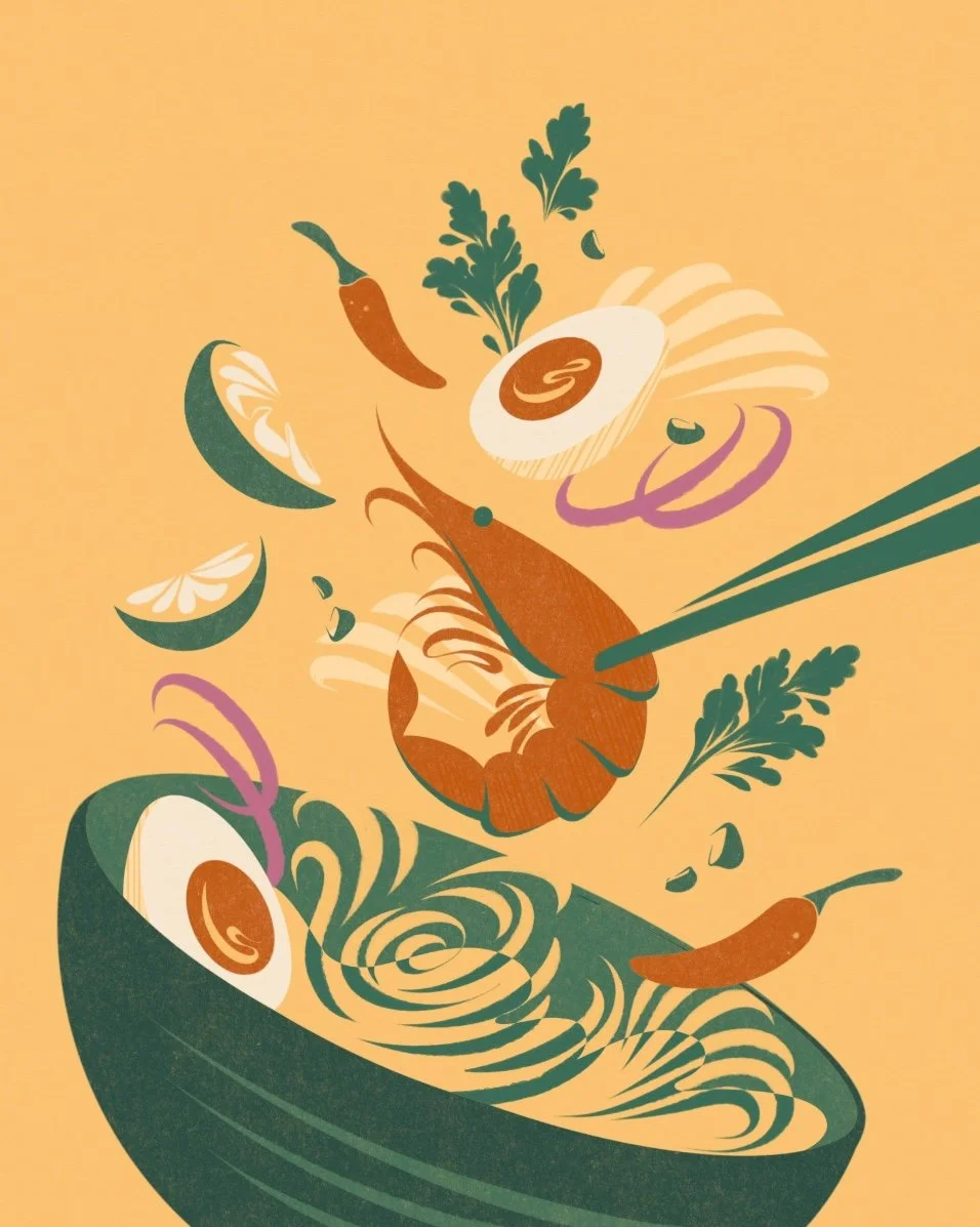Food Illustration: Laksa Noodle Soup