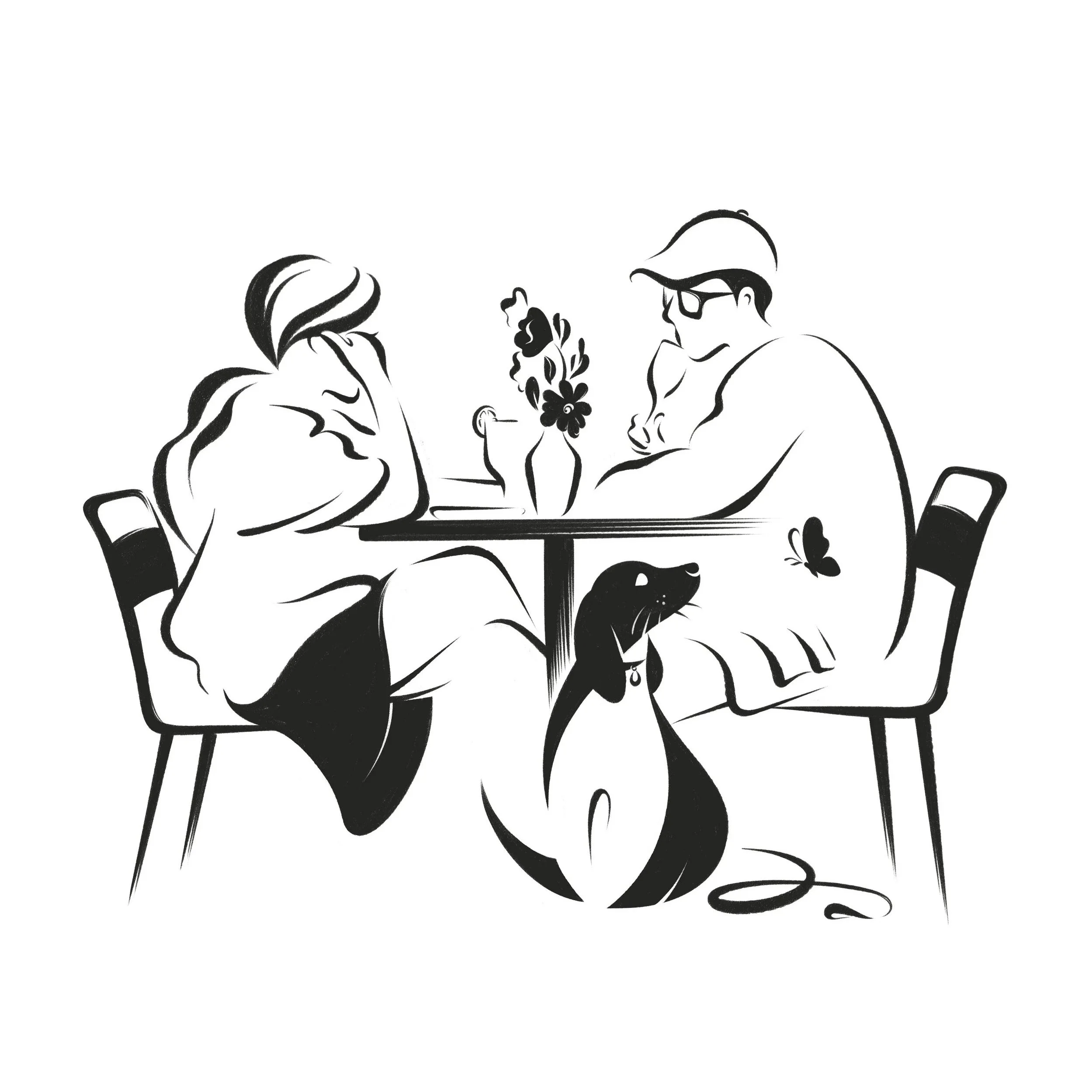 People Illustration: Couple at Cafe